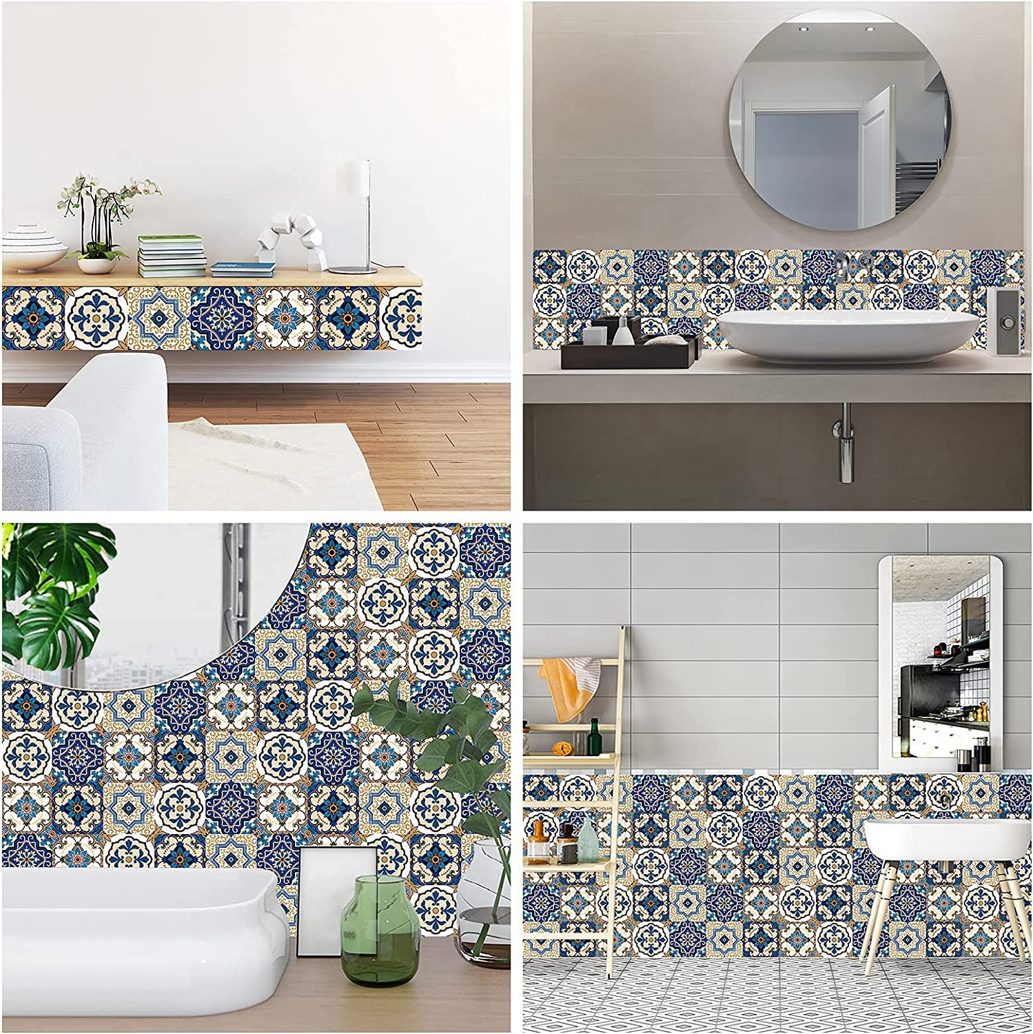 GRAPHIX DESIGN Moroccan Tile Stickers for Kitchen Backsplash Bathroom Floor Wood Glass Stick Home Decor Furniture (8x8 inch, styel 36 pic) 4