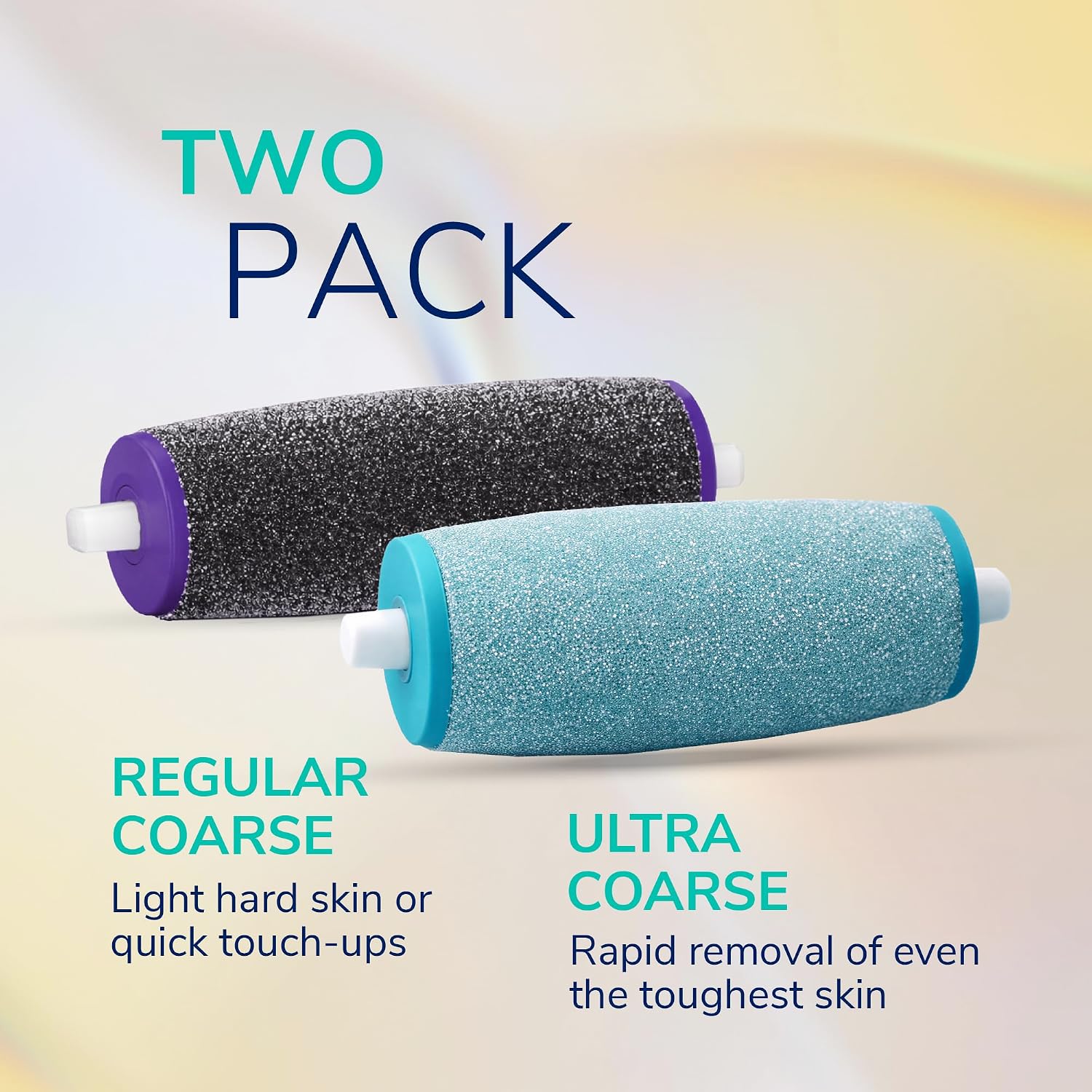 Dr. Scholl's Mixed Electric Foot File Roller Head Refills, 2 Count, with Diamond Crystals, Removes Hard & Dead Skin, Mixed Pack for Hard Skin, 1 Regular Coarse & 1 Ultra Coarse Refill