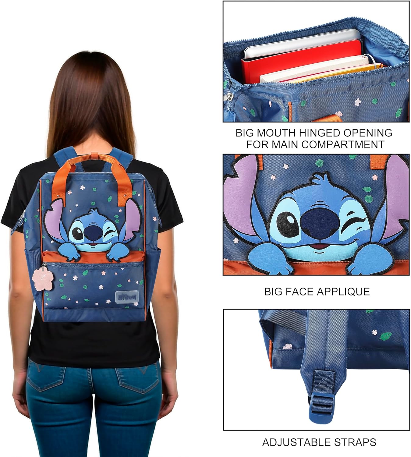 Disney Stitch Convertible Backpack and Crossbody Bag with Adjustable Straps