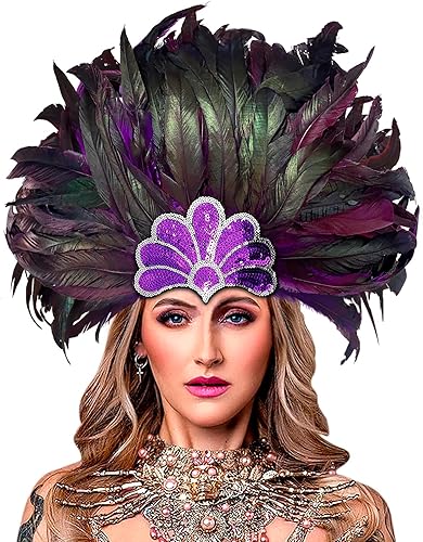 HOMELEX Tocado de plumas negras para mujer, accesorios de carnaval caribeño