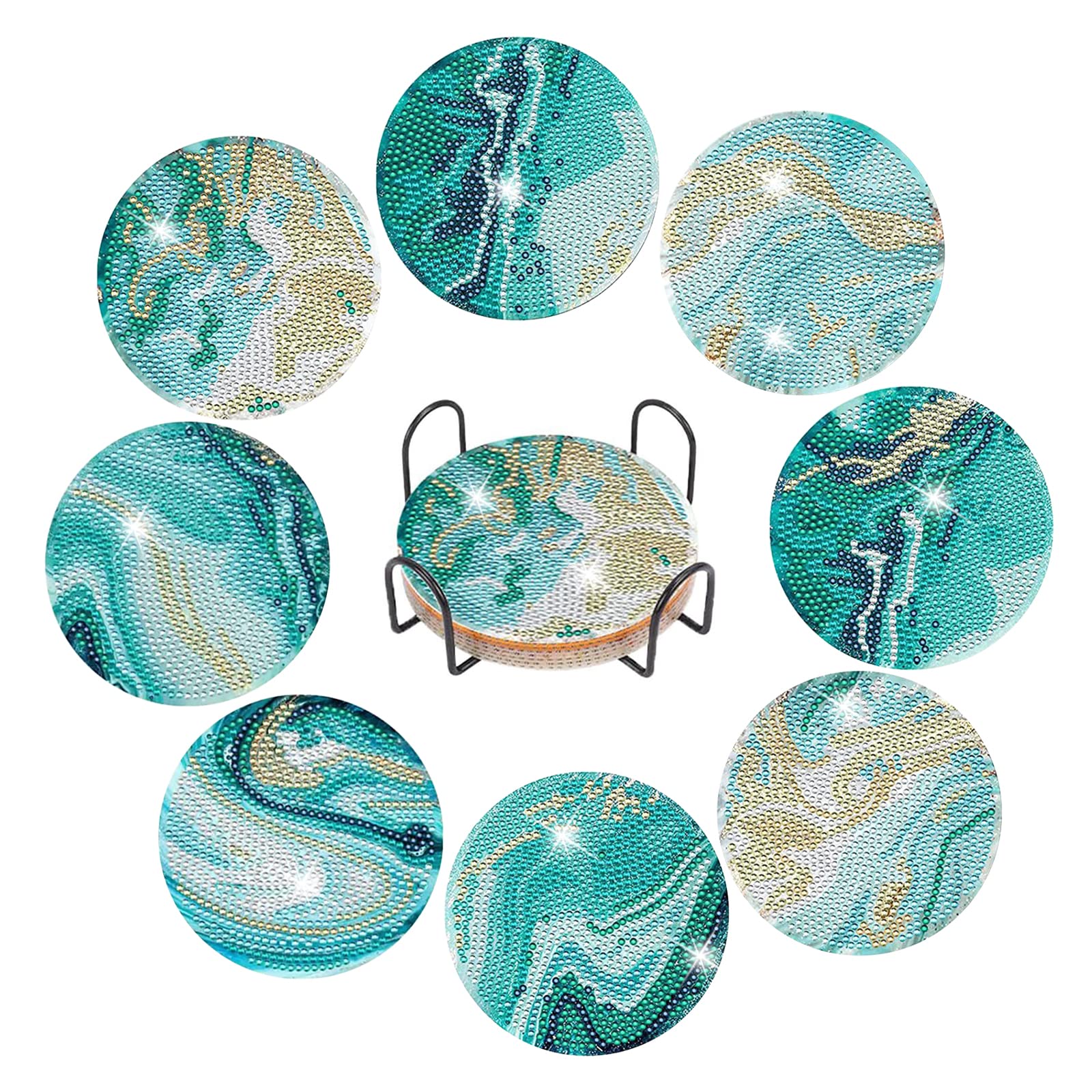 CAYUDEN DIY Diamond Painting Untersetzer Set - 10x Katzen Motive Mit Werkzeugen Für Anfänger & Erwachsene