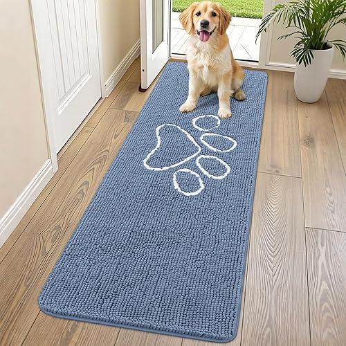 Miniatura 100 de Smiry Tapete para puerta de perro para patas fangosas, absorbente que atrapa la suciedad, antideslizante, de secado rápido, lavable, tapete de