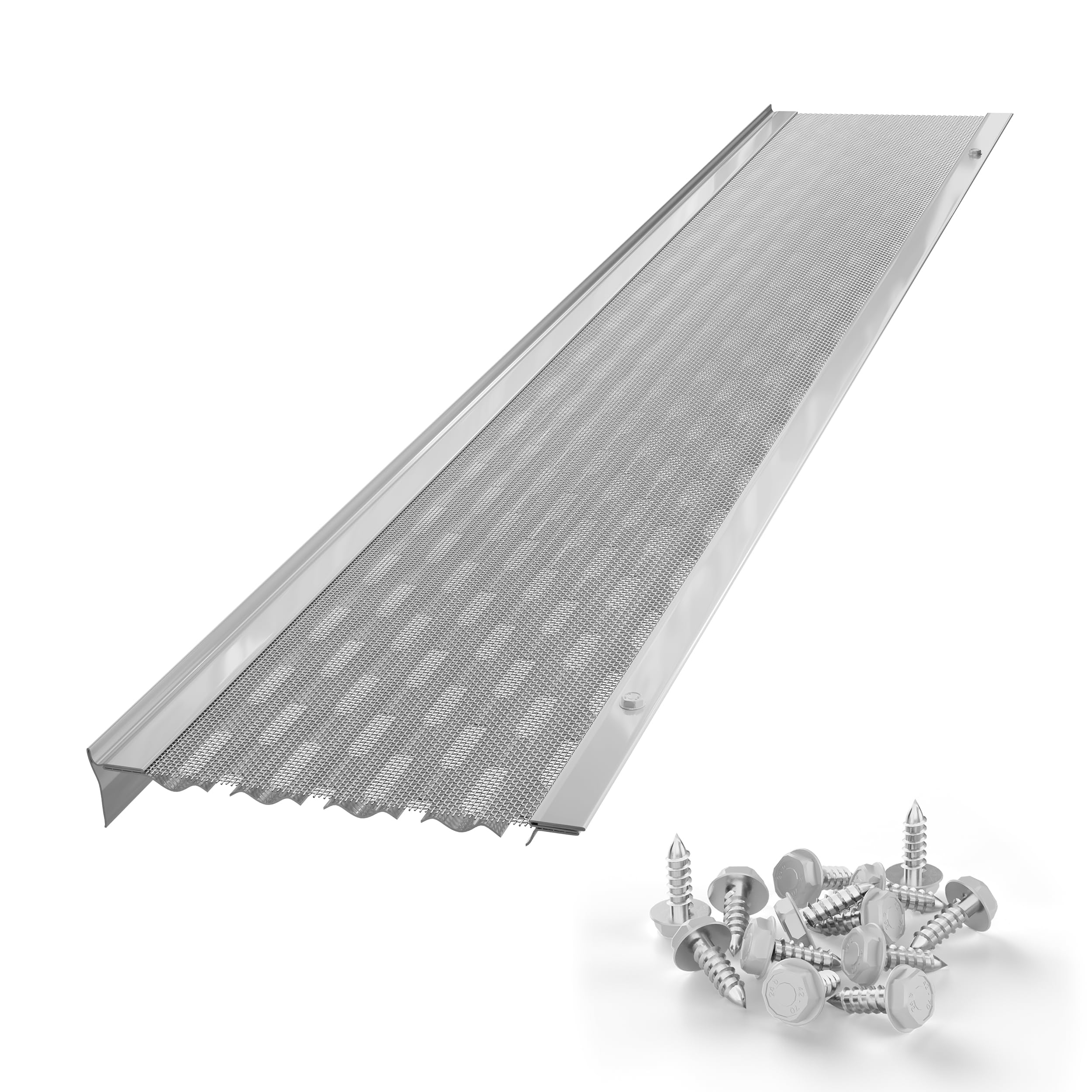 DIY 5" Gutter Covers System for Leaf Protection Featuring Stainless Steel Mesh Aluminum DIY Gutter Guards Contractor Grade Leaf Guards for Gutters - Made in The USA (White - 48 Feet)