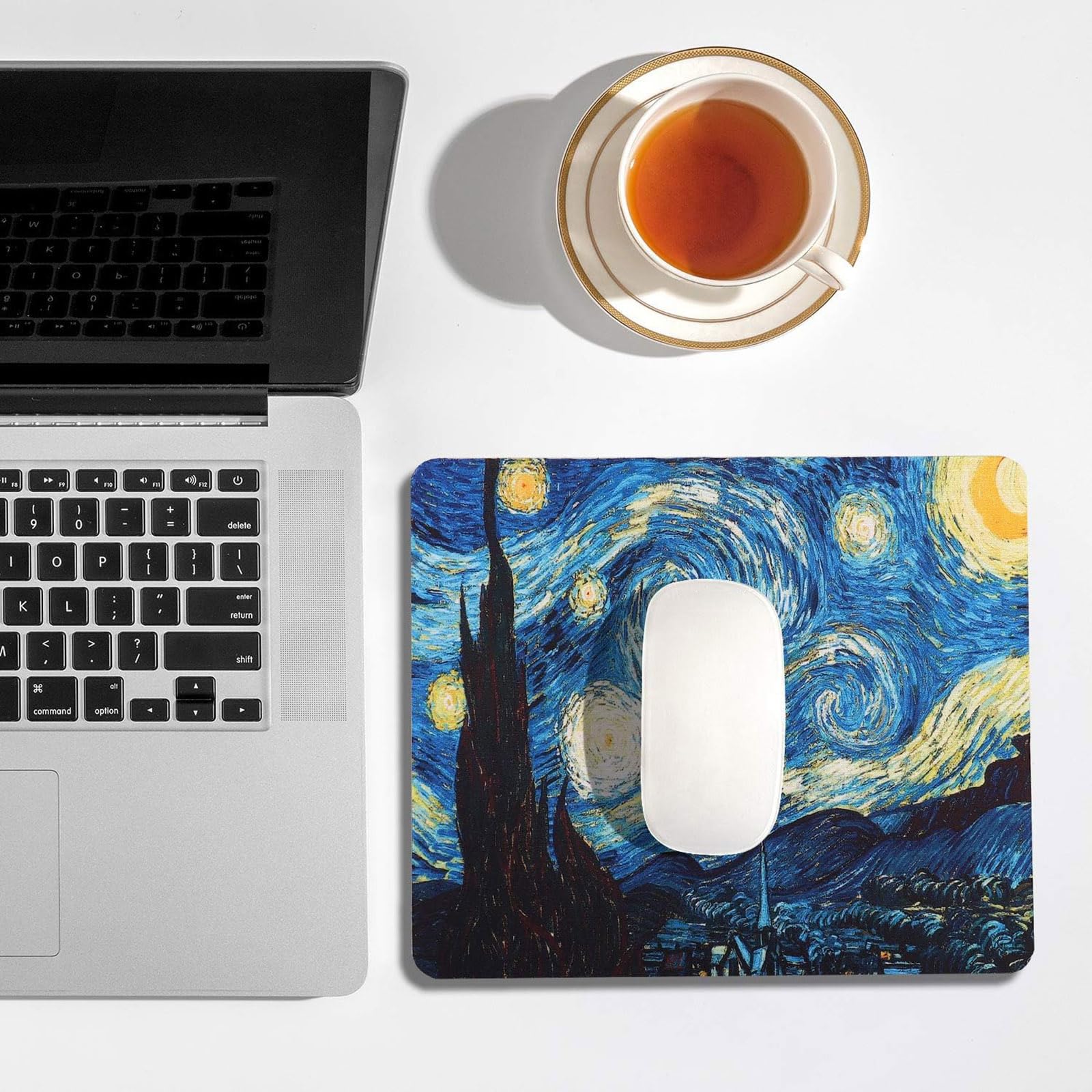 ELLENNE Tappetino per Mouse 240x200mm Superficie in Lycra Ultra-Liscia Antiscivolo lavabile Mousepad Ufficio Gaming