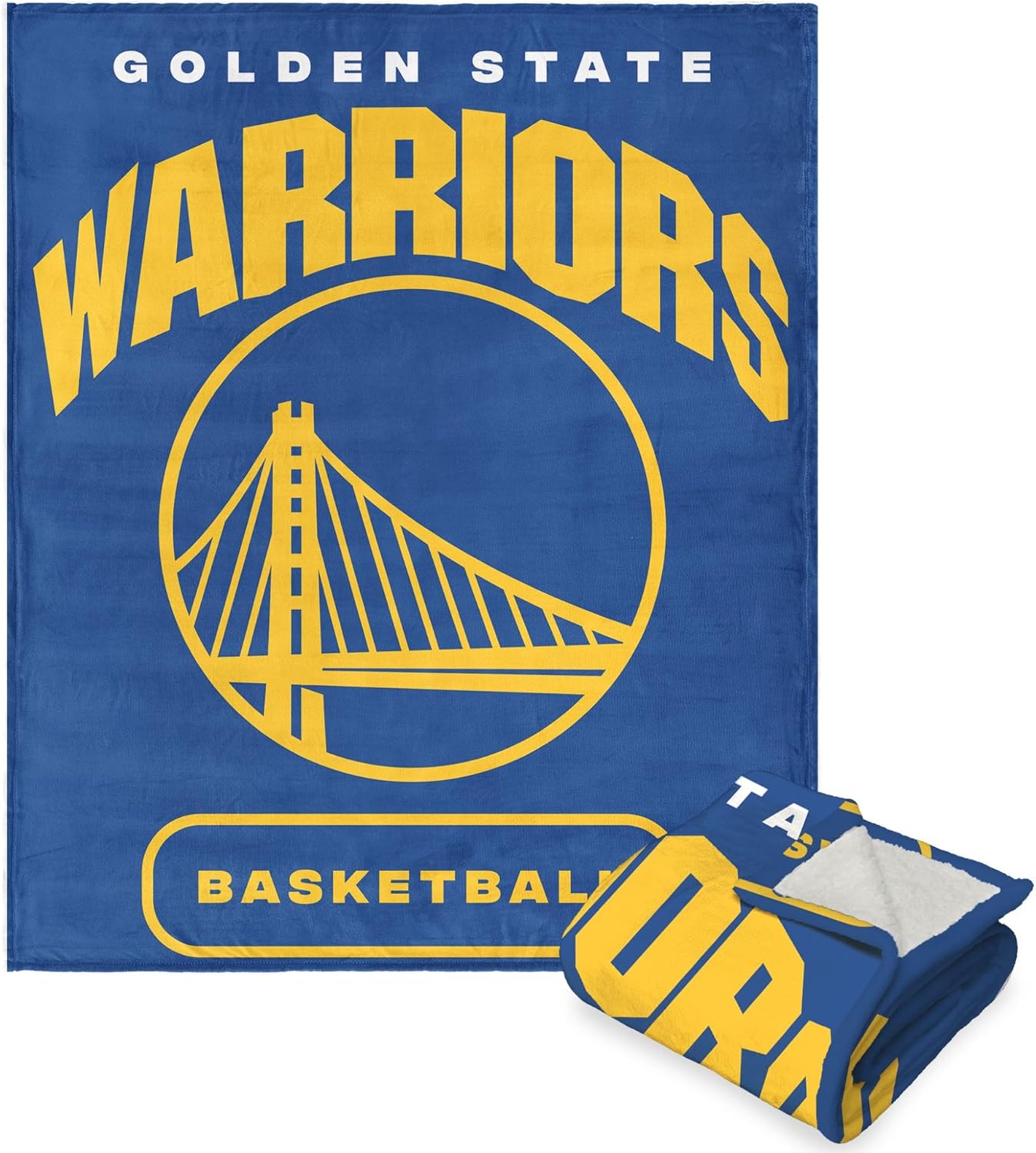 NORTHWEST NBA Golden State Warriors Silk Touch Sherpa Throw Blanket, 50" x 60", High Block