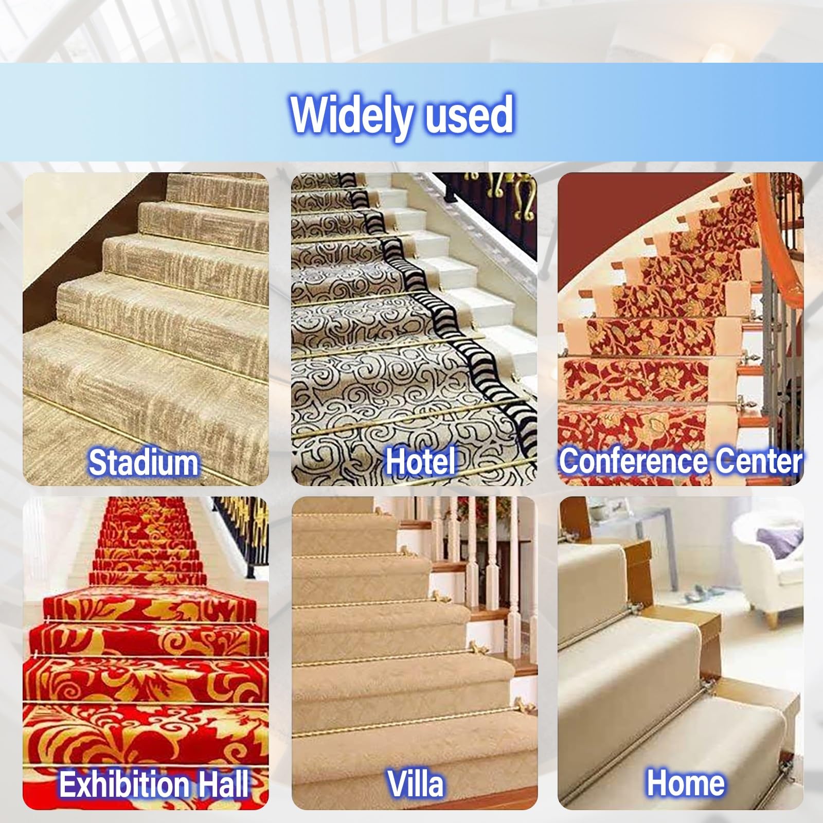 Aste Per Tappeti Per Runner Per Scale,Rifinitura Per Moquette Per Scale Interne,Set Barre Decorative Per Gradini Delle,Con Occhielli E Viti Di Fissaggio(1pcs,L46inch(116cm))