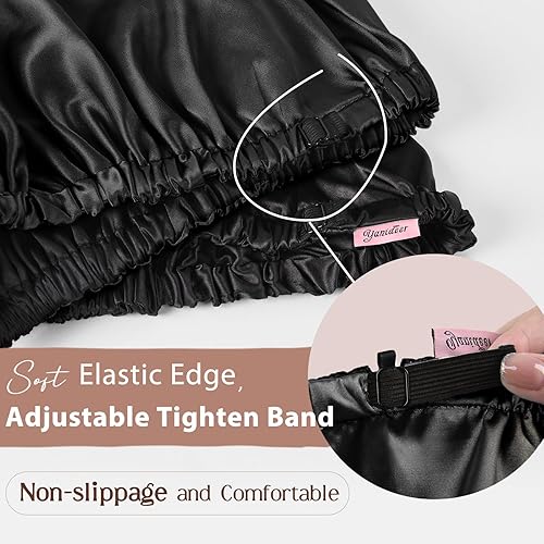 Miniatura 6 de Gorro de satén de seda para dormir, para mujer, trenzas de cabello rizado, doble capa, ajustable, gorro de dormir