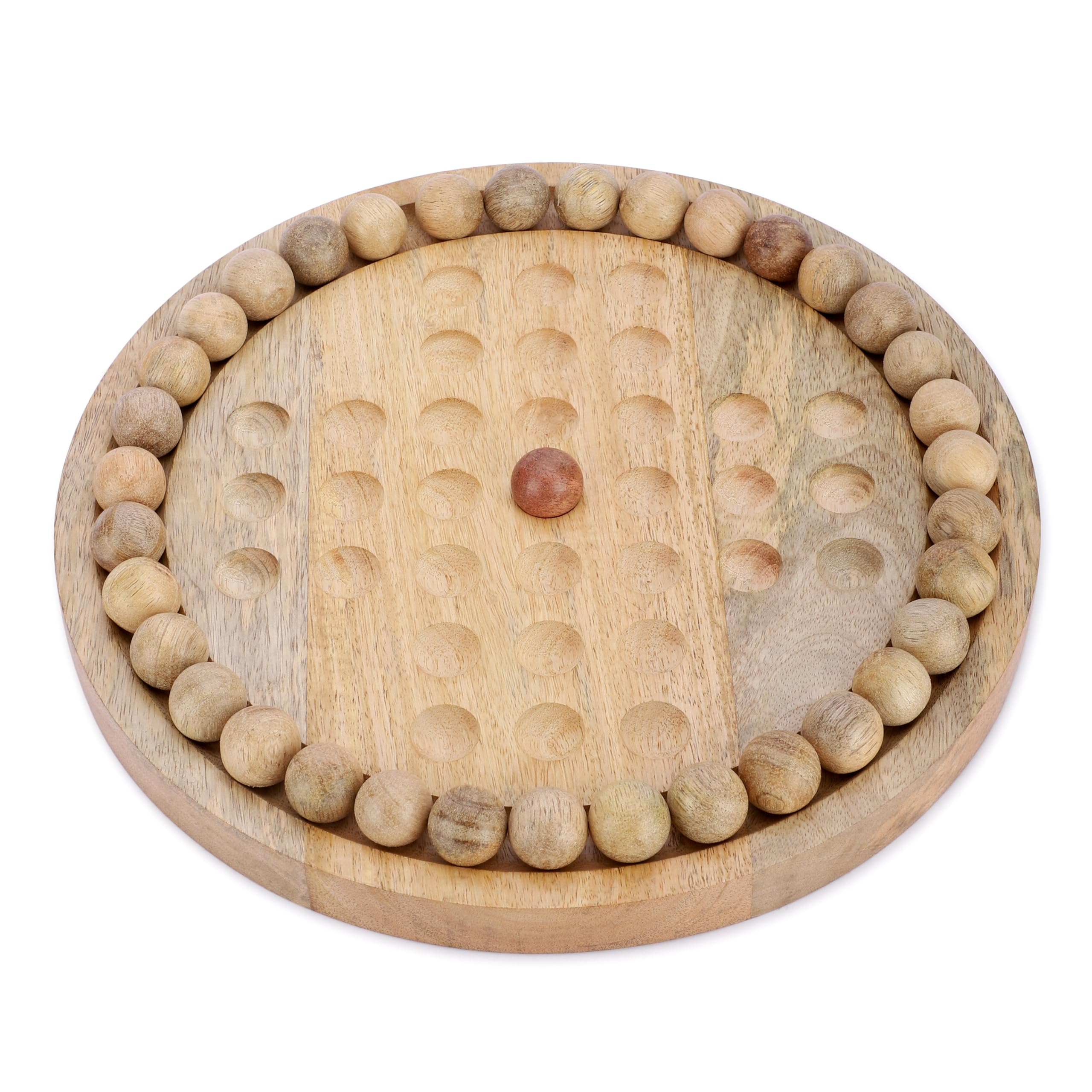Ajuny Solitario in Legno Fatto a Mano da 27 cm con Pioli in Legno – Gioco Peg Solitaire Classico, Rompicapo Strategico Educativo, Puzzle da Tavolo Decorativo per Bambini e Adulti
