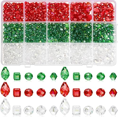 Ferreve 1290 cuentas de luz Rondelle de cristal surtidas de Navidad para hacer joyas, cuentas AB de vidrio facetadas con surtidos de cuentas para