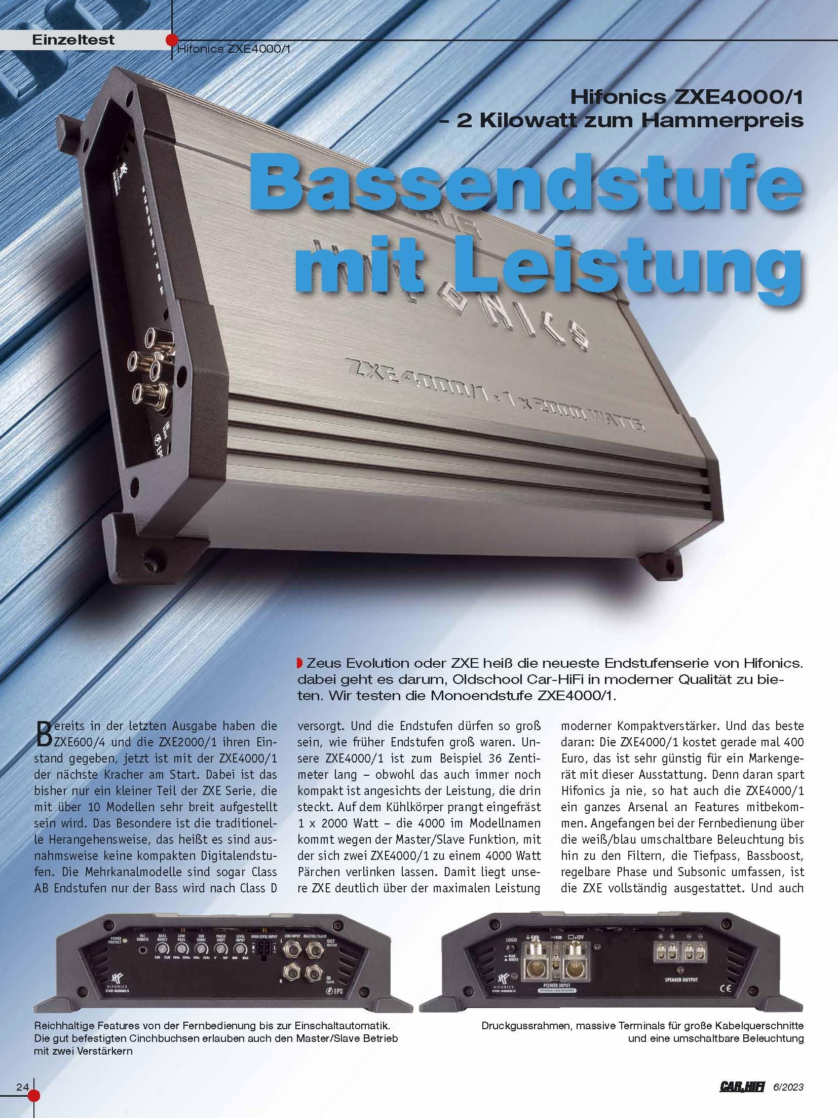 Hifonics ZXE 4000/1 - Amplificatore digitale mono, classe D, 2000 W RMS | ZEUS EVOLUTION SERIE