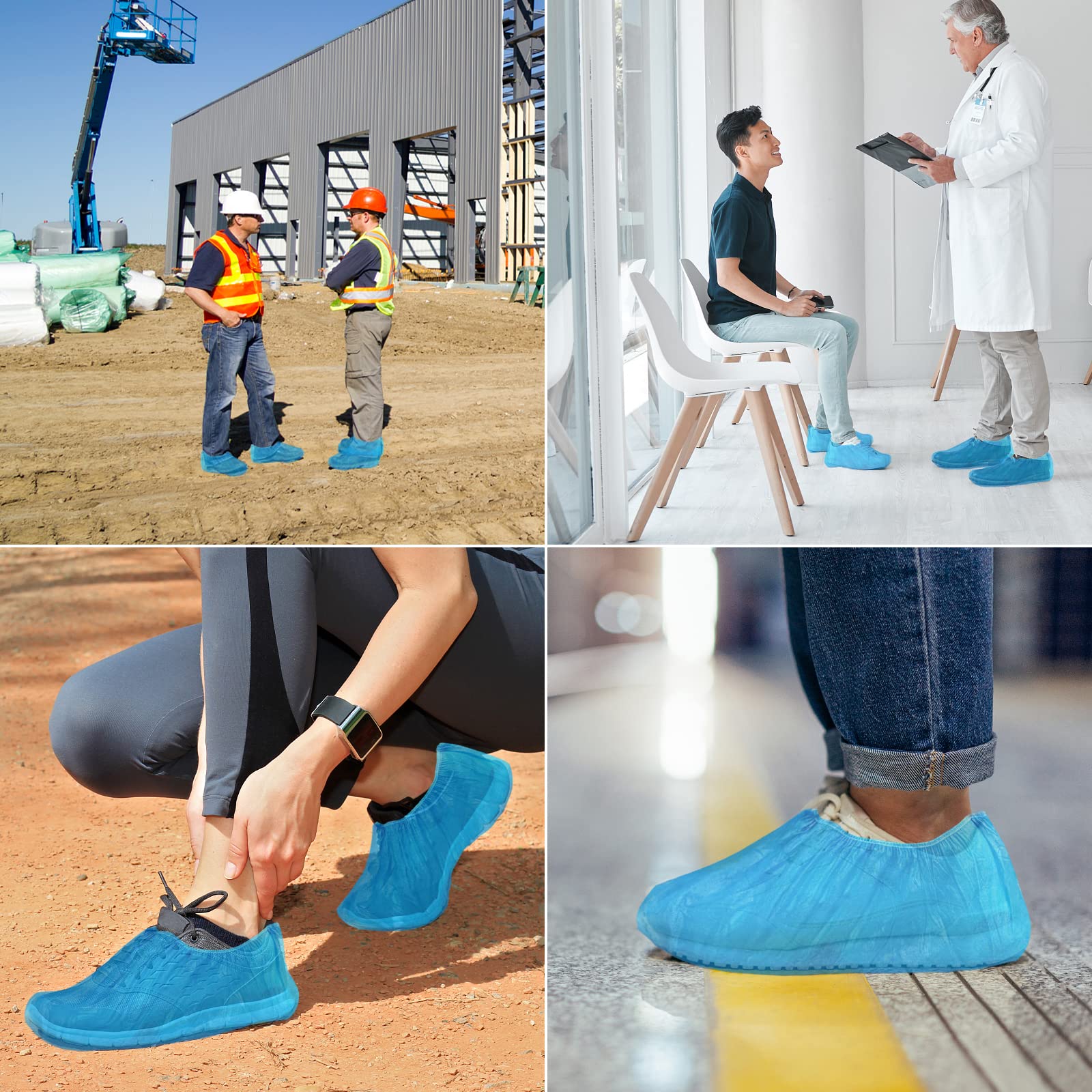 Copriscarpe Monouso in TNT Blu 100 Pezzi Antipolvere Antiscivolo Traspiranti
