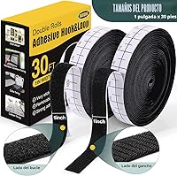 Vista 2 de Navona Tiras de gancho y bucle de 30 pies x 1 pulgada con adhesivo, 2 rollos de cinta de gancho y bucle resistente con respaldo para el hogar