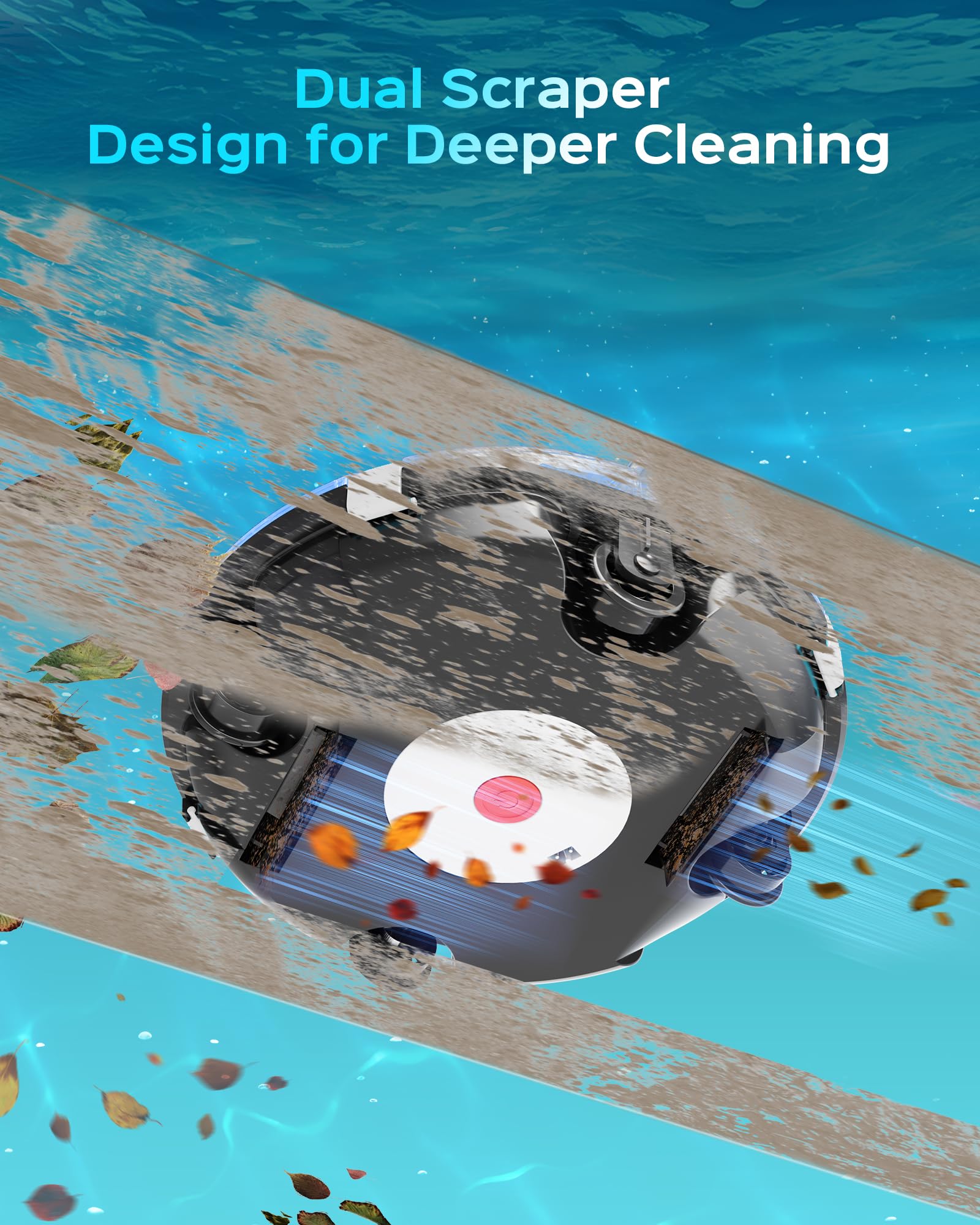 WINNY POOL CLEANER Winny 200 Limpiafondos Piscina, Inalámbrico Robot Limpiafondos Piscina, 75Min Autonomía, Piscinas Desmontables 60m², Doble Filtración, Estacionamiento Auto(Azul Oscuro Negro) — view 3