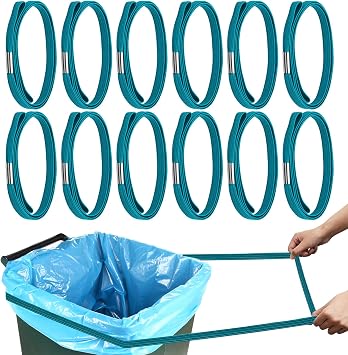12 Pieces Rubber Bands Fits 94-96 Gallon Trash Can Garbage Can Bag Band Loop for Trash Can Outdoor, Blue Colors