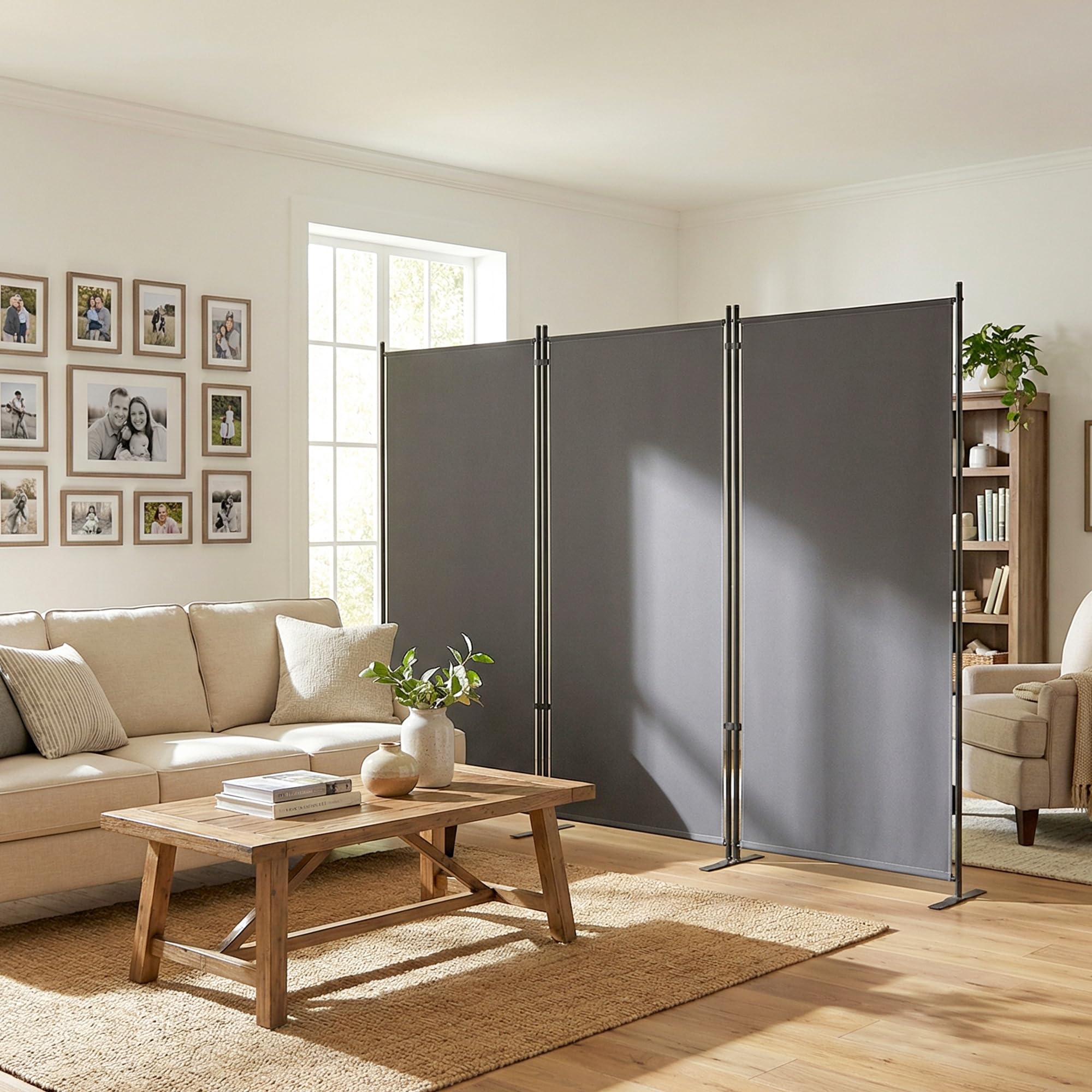 Outsunny Paravent de Jardin 3 Volets Brise-Vue 260x180cm Gris Foncé | Extérieur, Séparateur de Pièce Occultant, Pieds en Métal Stable, Cloison Amovible, Protection UV, pour Balcon Terrasse