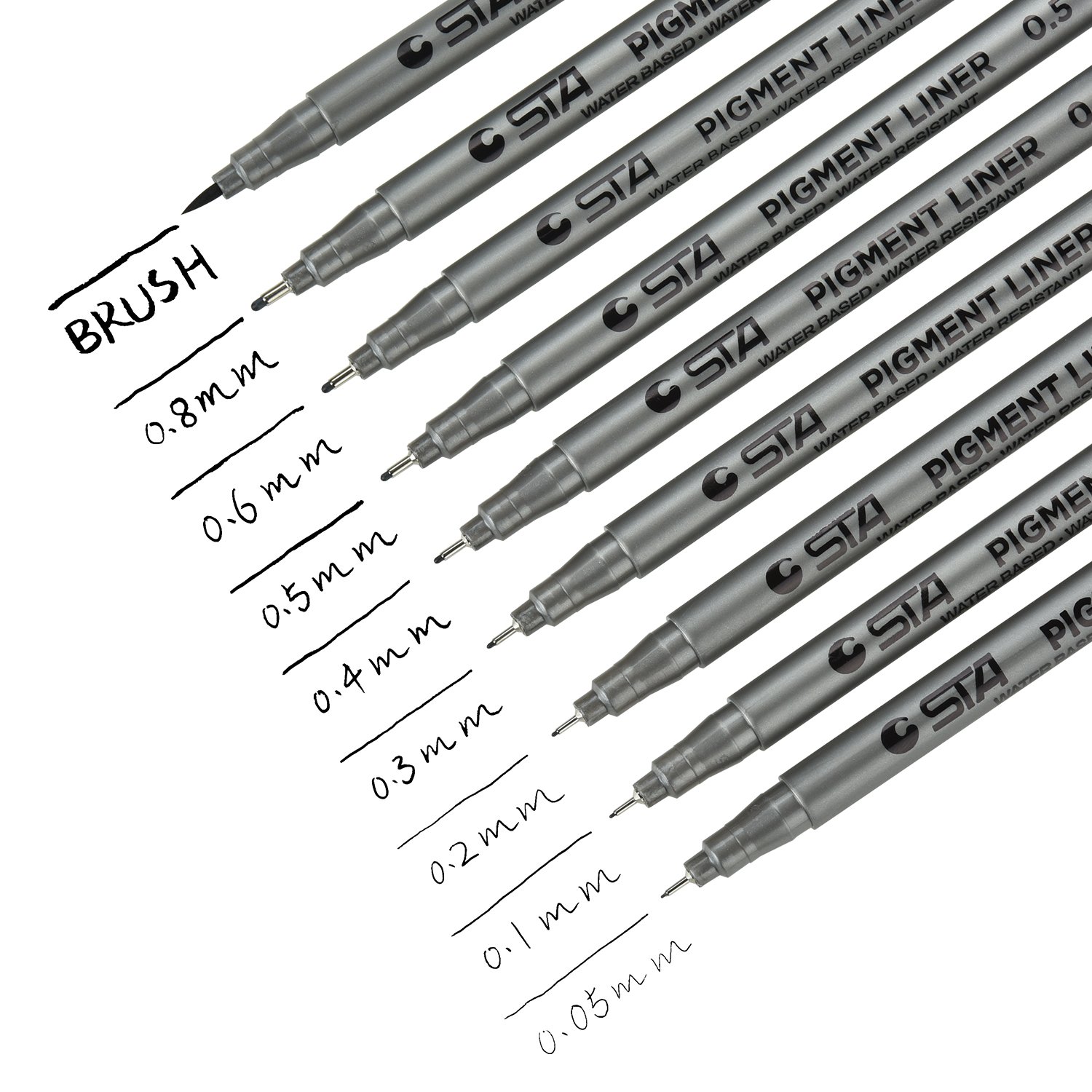 8er Fineliner Set – Wasserfeste Schwarze Tinte, Stärken 0,2–0,55 Mm (005 Bis 1,0) – Ideal Für Zeichnen, Skizzieren & Journaling