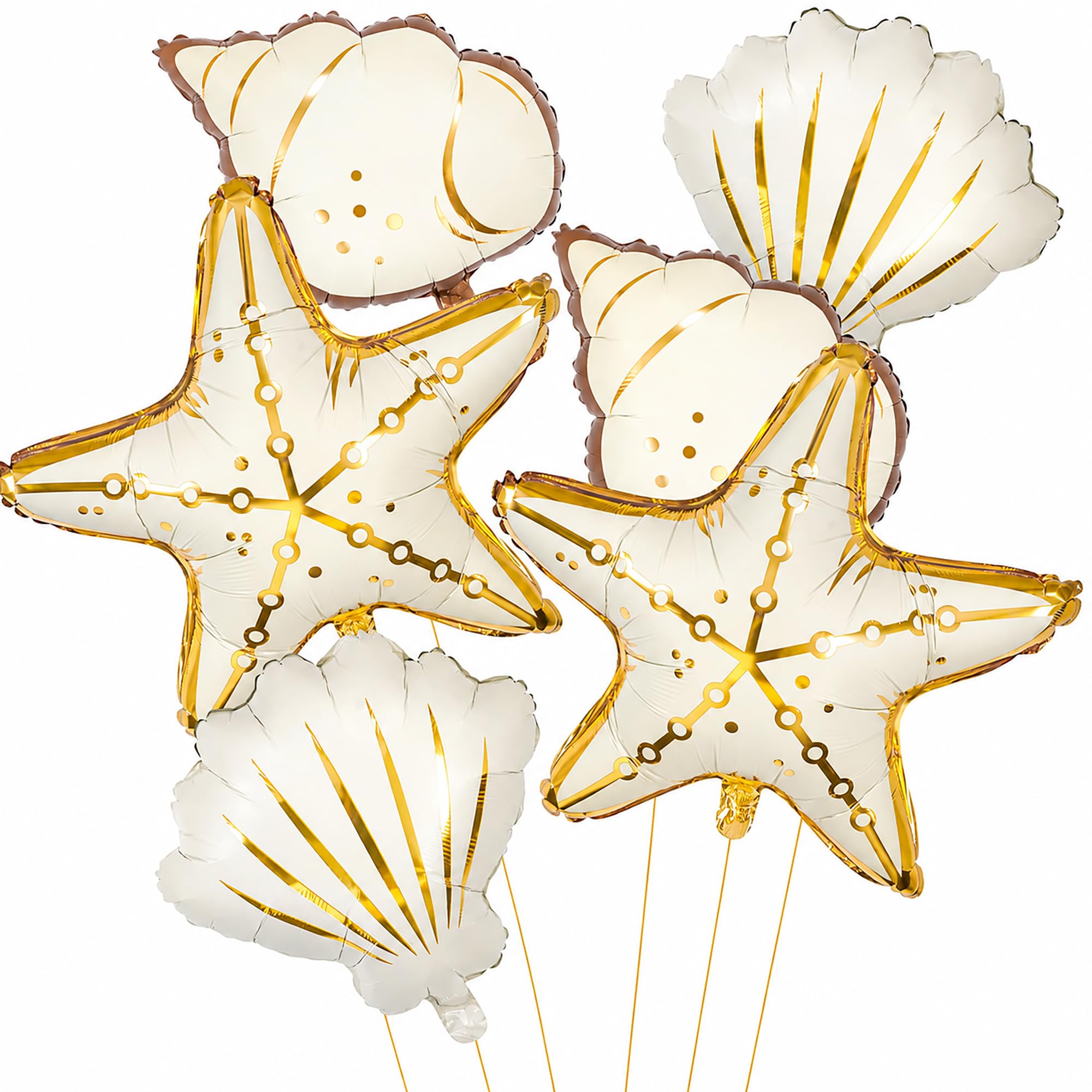 6PCS Starfish & Seashell and conch balloons,Under The Sea Party Decorations