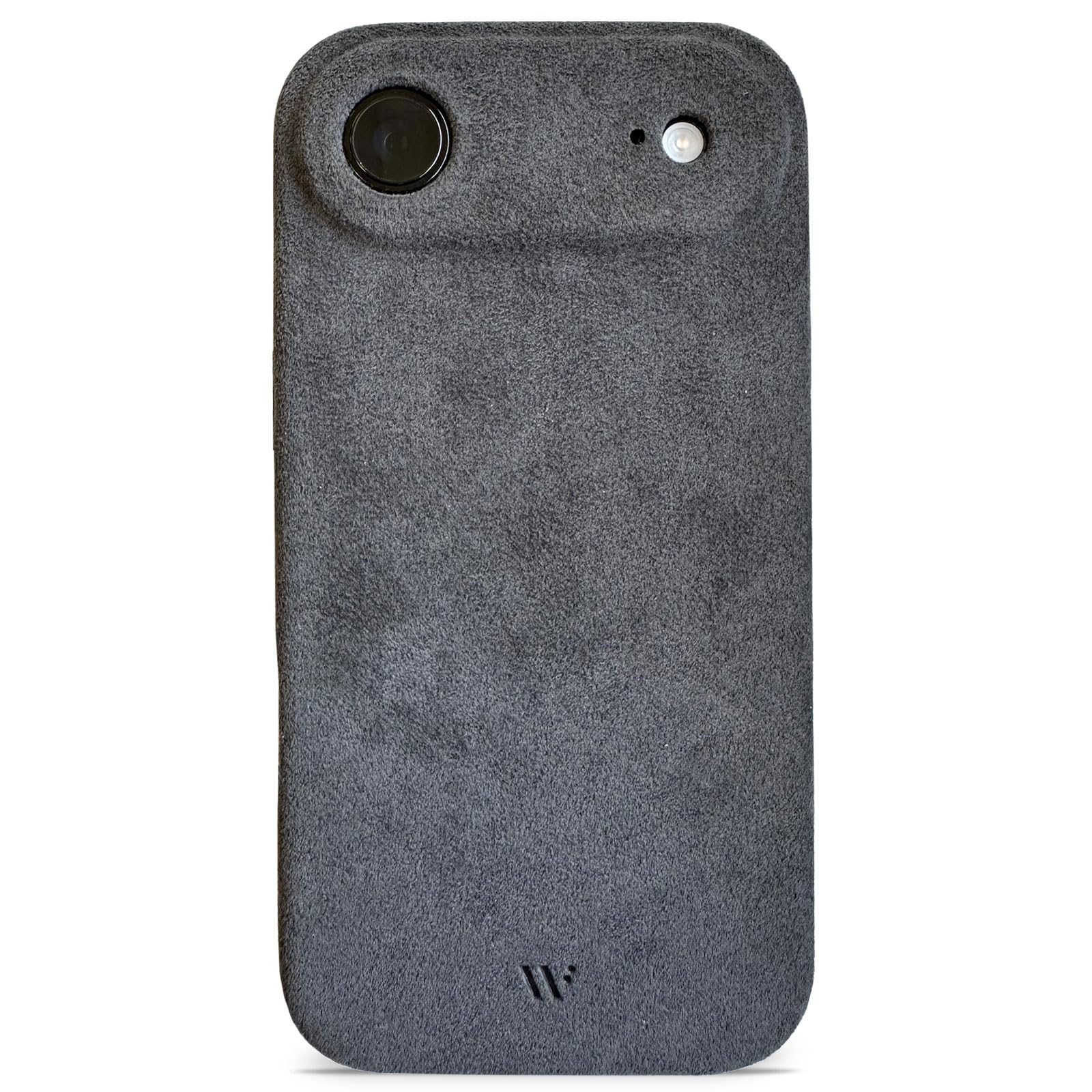 WIIUKA futerał na iPhone Air, oryginalna alcantara®, wykonany ręcznie, bardzo cienki, klasy premium etui na telefon, etui, Qi, alternatywa dla skóry, skiin alcantara, kolor mystery grey