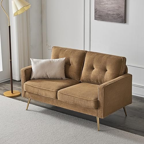 Miniatura 2 de VINGLI Sofá biplaza moderno color caqui de 56 pulgadas, sofá pequeño de pana para sala de estar, sofá biplaza de 2 plazas para dormitorio,