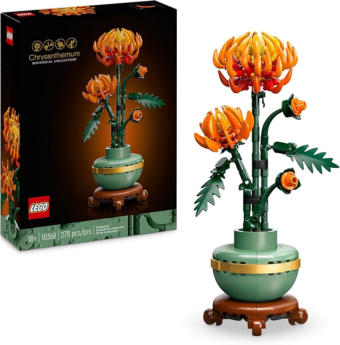 LEGO Botanical Crisantemo Adorno de Flores Artificiales, Decoración Floral para el Hogar y Oficina, Maqueta para Construir para Adultos de Planta Artificial, Regalo para Mujeres y Hombres 10368