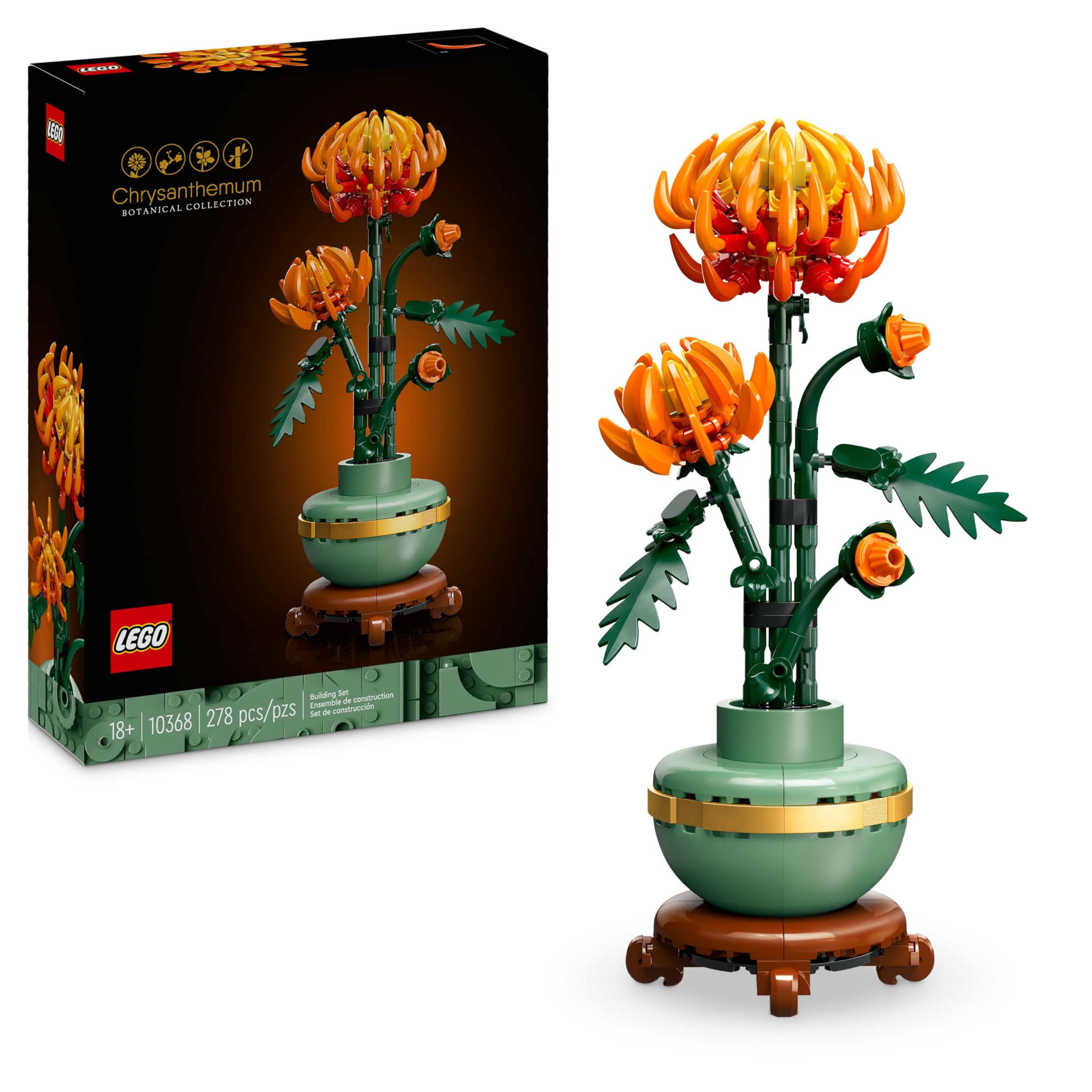 LEGOBotanicals Chrysanthemum Artificial Flower Building Set - Faux Plant Gift for Mothers - Creative Model Kit for Adults to Build - Home Office Decor from the Botanical Collection - 10368
