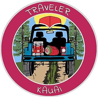 Traveler! Kauai, Hawaii Decorative Car Truck Window Sticker Decal Vinyl Die-Cut Badge Emblem Vacation Souvenir Travel Gear