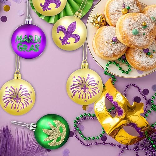 Miniatura 5 de Adornos de bola de Mardi Gras, adorno de árbol de carnaval, decoración de Mardi Gras, bola de lentejuelas para carnaval, Día de San Patricio, fiesta