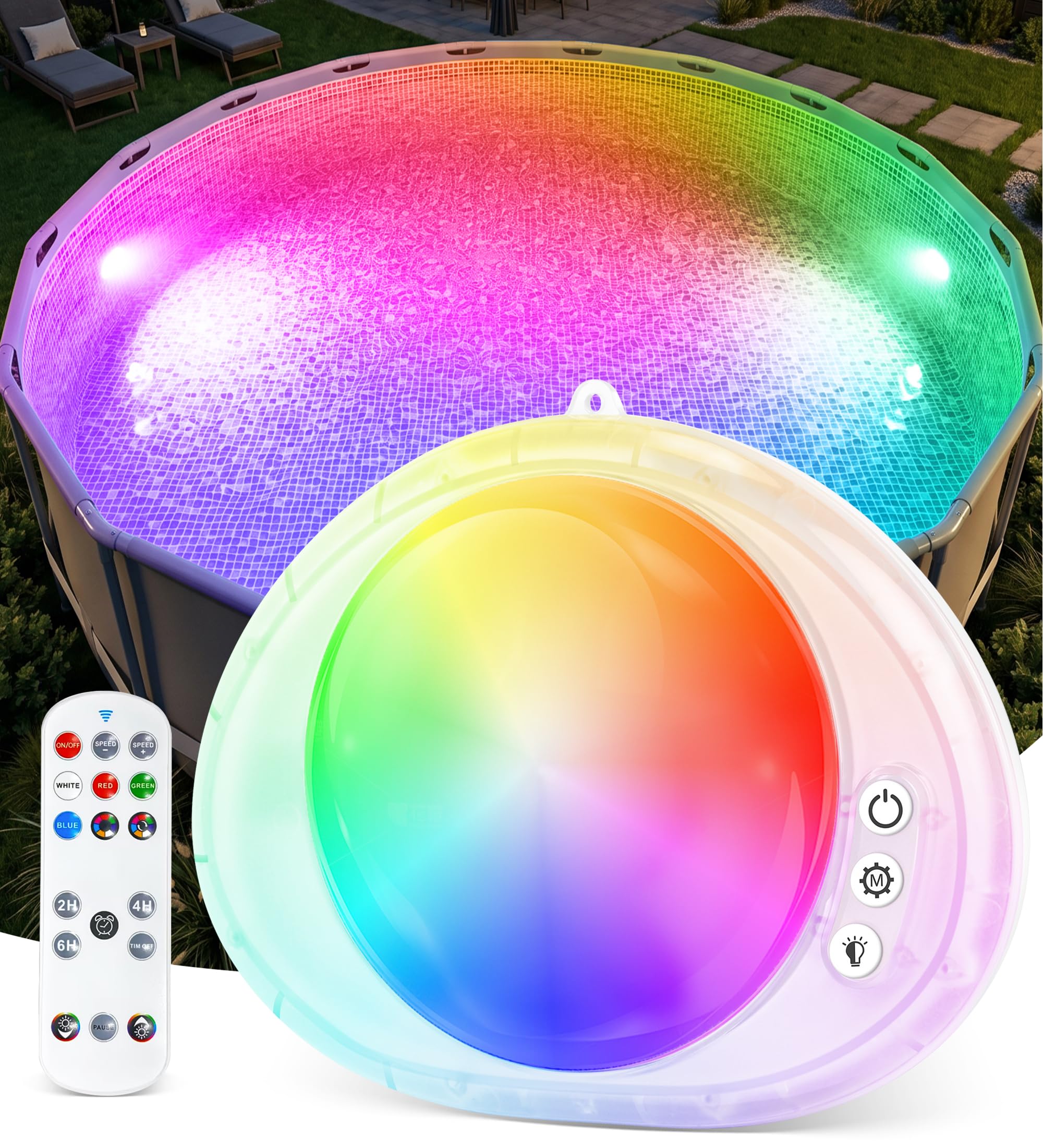 DeeprBlu Schwimmende Whirlpool Leuchten für Bath Spa, 8.38cm Wasserdichte PoolLeuchten Farbwechselnde Seestern Teich Leuchte Tauch, Magnetisch, 10 Helle LEDs, Dekoration Licht für Pool Spa & Vase-2pcs