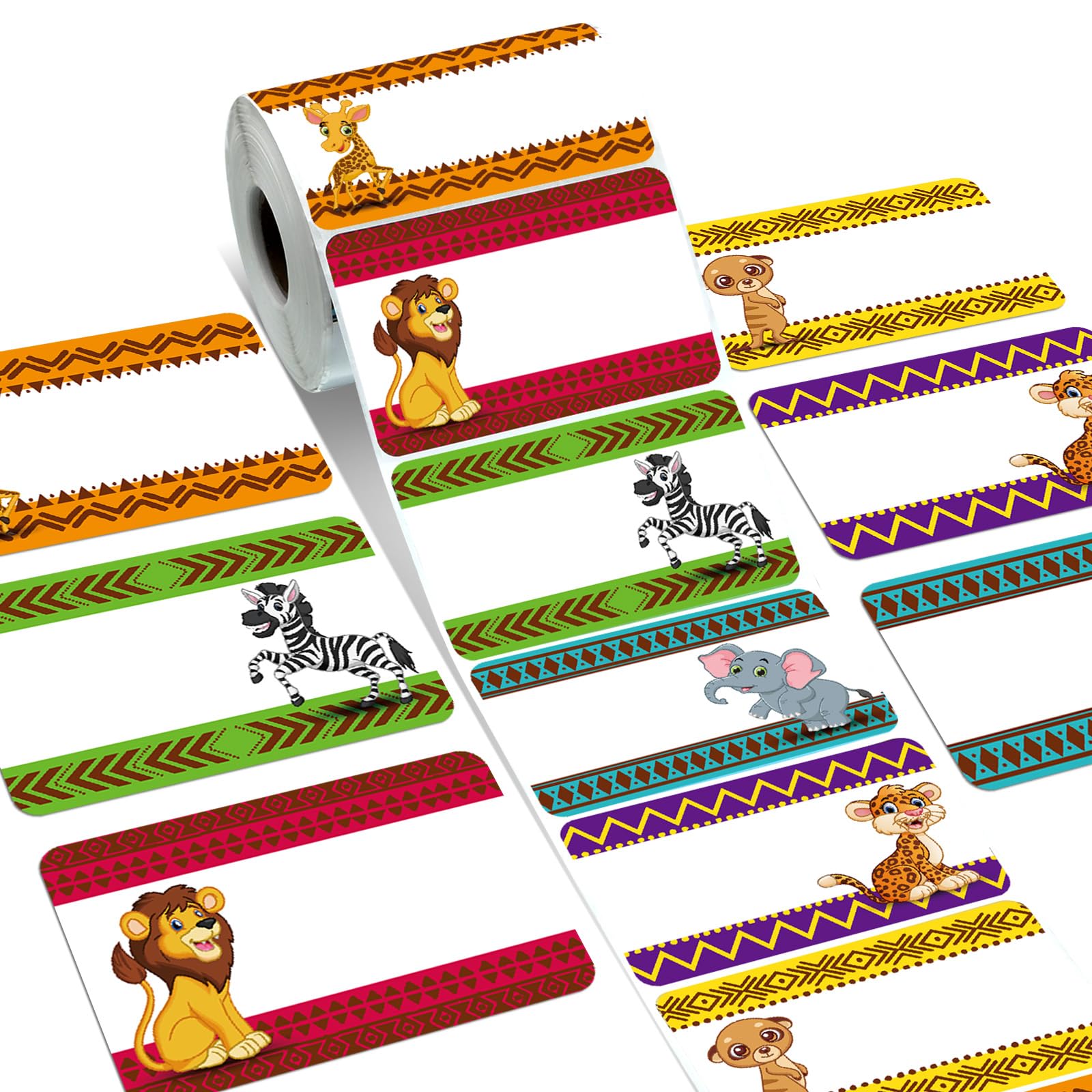 Humyoun 500 Pcs Jungle Name Tags for Classroom African Safari VBS Name Tag Label Sticker Colorful Animal Print Classroom Nameplates for Kids Desk Student School Cubby Locker Bins Decor 6 Designs