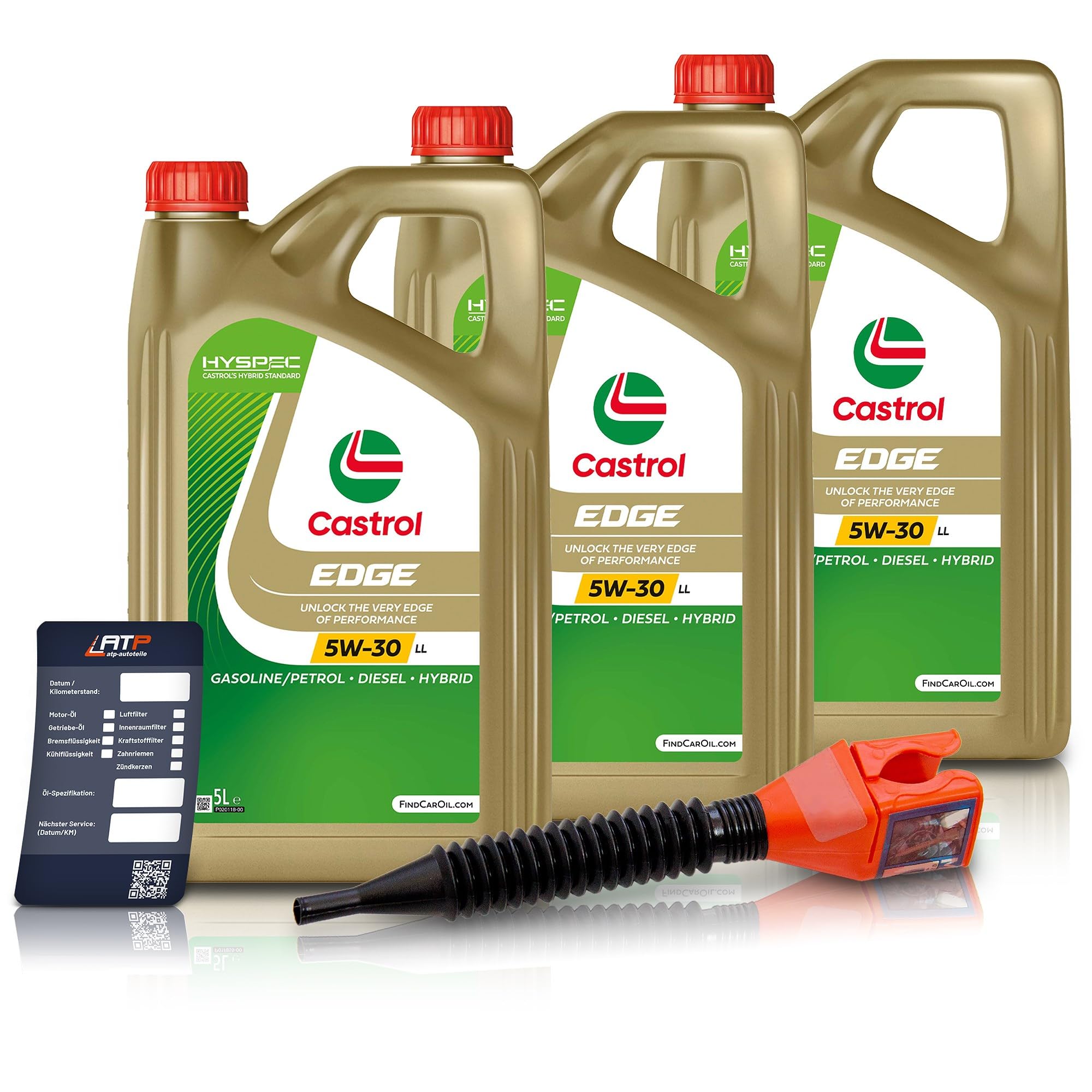 3x 5 L = 15 Liter Castrol Edge Fluid Titanium 5W-30 LL Motoröl inkl.