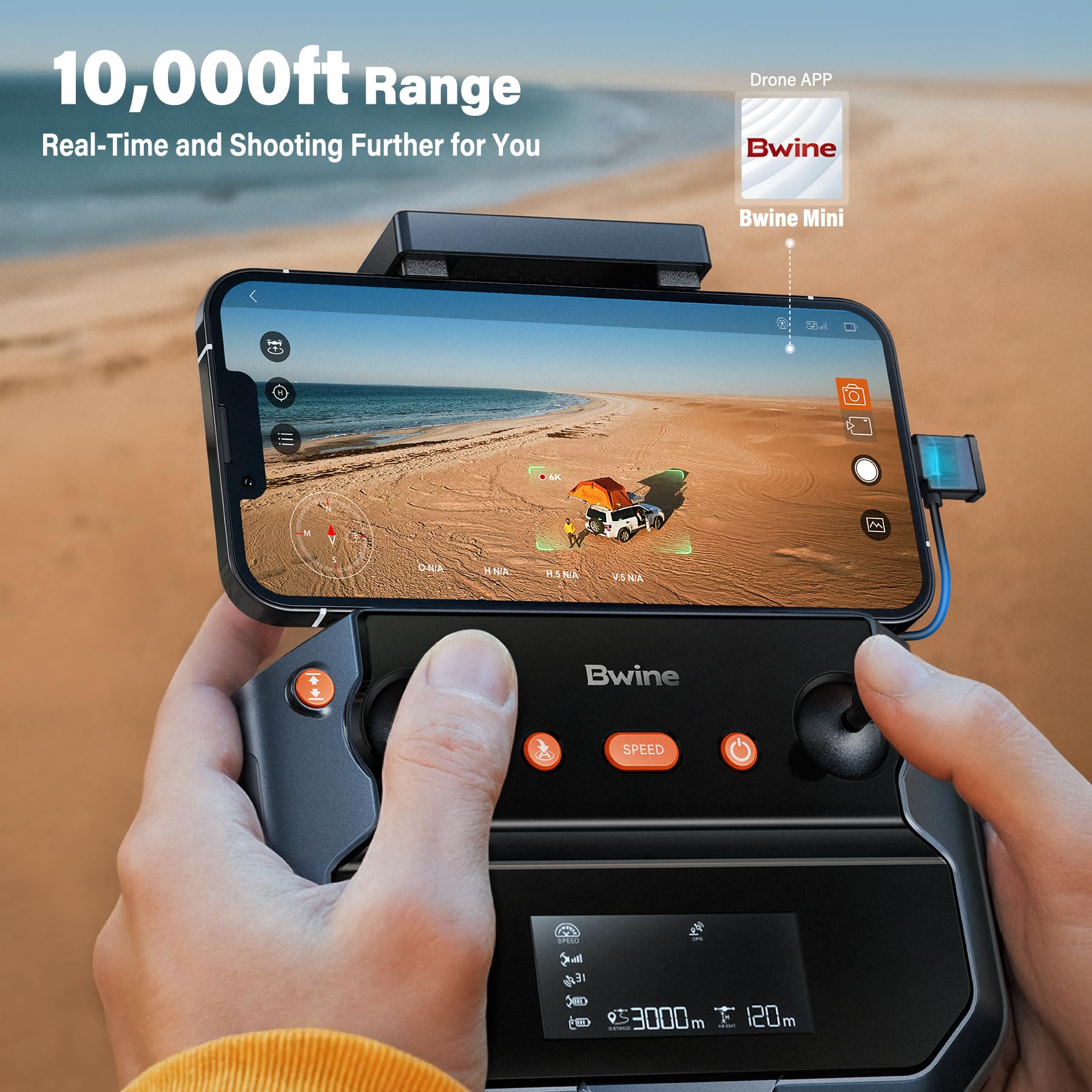 Bwine F7GIM Pro Drone with 6K UHD Camera, 3-Axis Brushless Gimbal, 4K/30fps Video, GPS Smart Control for Adults and Beginner, Plus 70Mins Flight Time, 10000Ft FPV Digital Transmission and TOF Safety Support