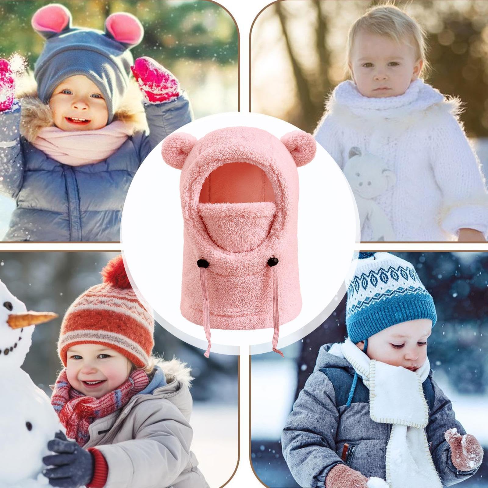 Protection du visage d'hiver pour enfant | Bonnet tricoté coupe-vent | Masque complet | Pour filles et adolescents, en plein air, randonnée, camping, cyclisme, snowboard, sports de neige