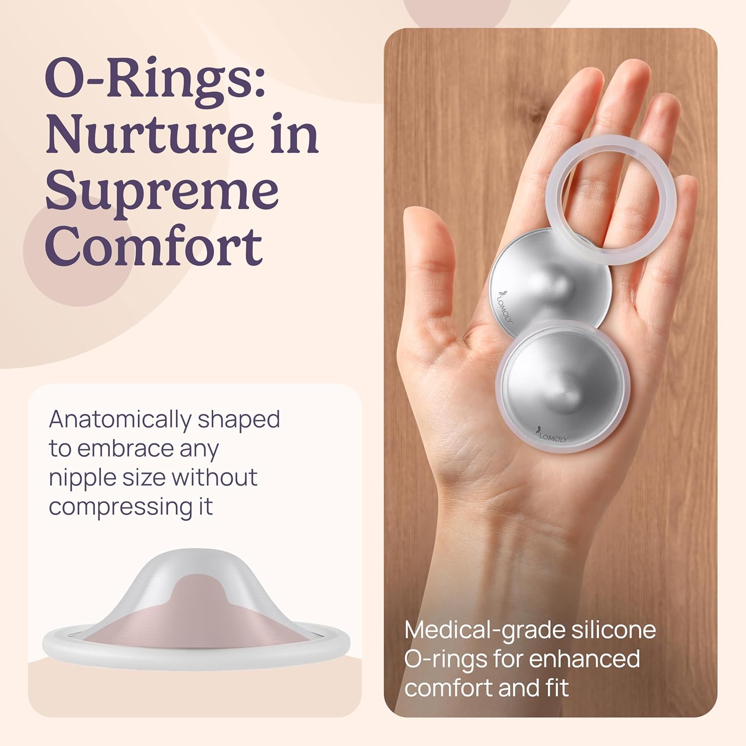 Silver Nursing Cups: Pure 999 Silver Nipple Shield | Breastfeeding Nursing Cups w/Breast Shields and Hands-Free Breast Pump (L - 1.8x0.6 inch)