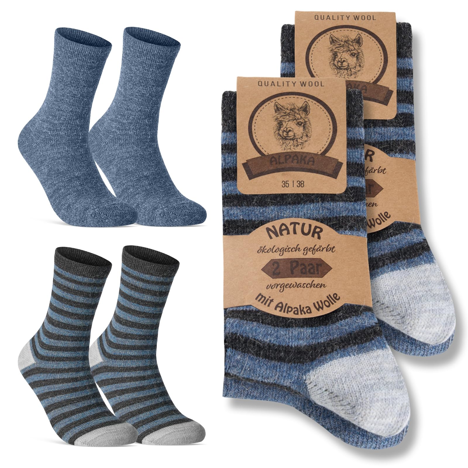 Alpaca Socks for Men/Women, Woollen, Warm, Winter Socks, 4 Pairs