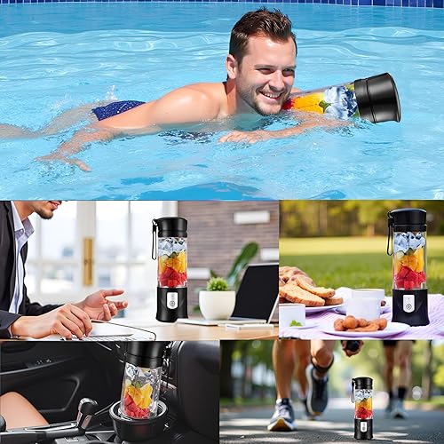 Miniatura 7 de Mini licuadora portátil para batidos y batidos, mezcla de jugos de tamaño personal, tapa a prueba de fugas, compacta, recargable USB-C, sin