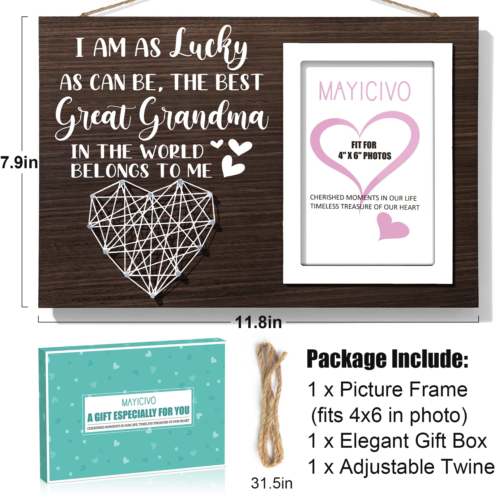 Great Grandma Mothers Day Gifts Picture Frame, Birthday Gifts for Great Grandma from Grandchildren, Best Great-Grandmother Gift Photo Frame Great-Grandmother Christmas Thanksgiving Gift - 4x6 Photo