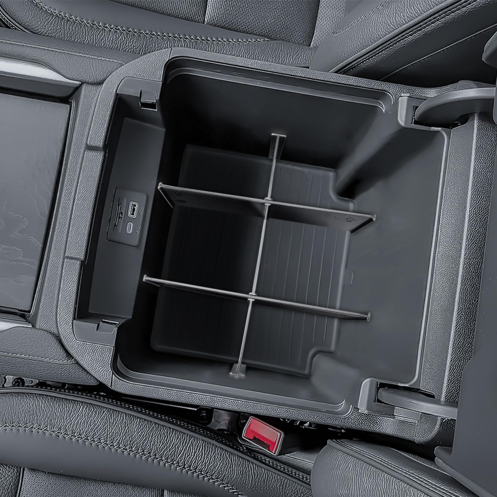 EDBETOS Center Console Organizer for 2021-2025 Chevy Tahoe/Suburban and 2021-2024 GMC Yukon, Fit Standard Console with Charging Socket Only, NOT for Power Sliding Console. Won't Block Original Tray