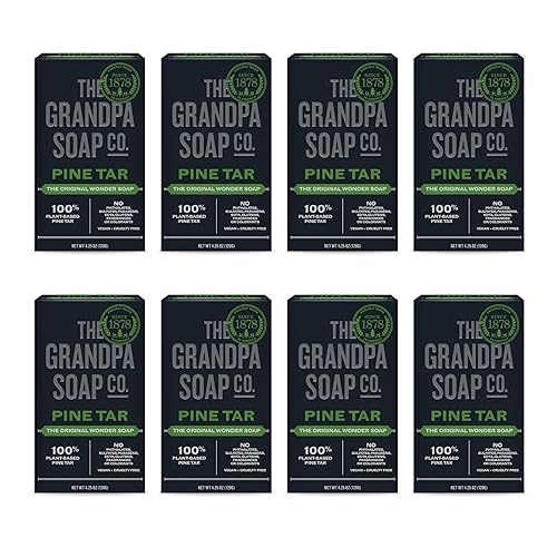 Pine Tar Bar Soap de The Grandpa Soap Company The Original Wonder Soap Limpiador 3 en 1 desodorante e hidratante 425 onzas cada uno paquete de 8