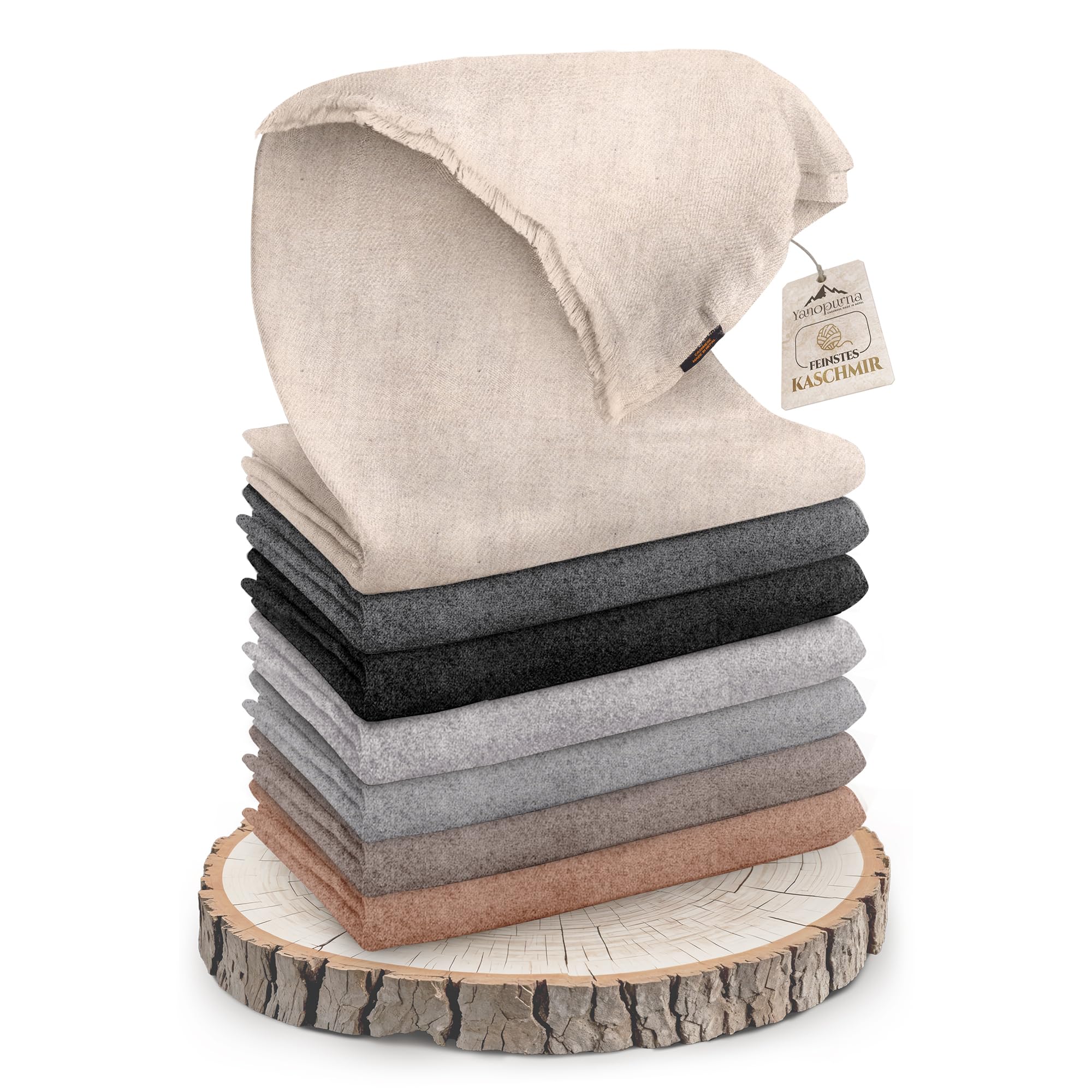 yanopurna Manta de Cachemira - Manta Tejida a Mano para sofá 100% Lana de Cachemira - 135 x 270 cm, Suave y Acogedora Manta para sofá y Silla - Fabricada en Nepal - Gris Blanco