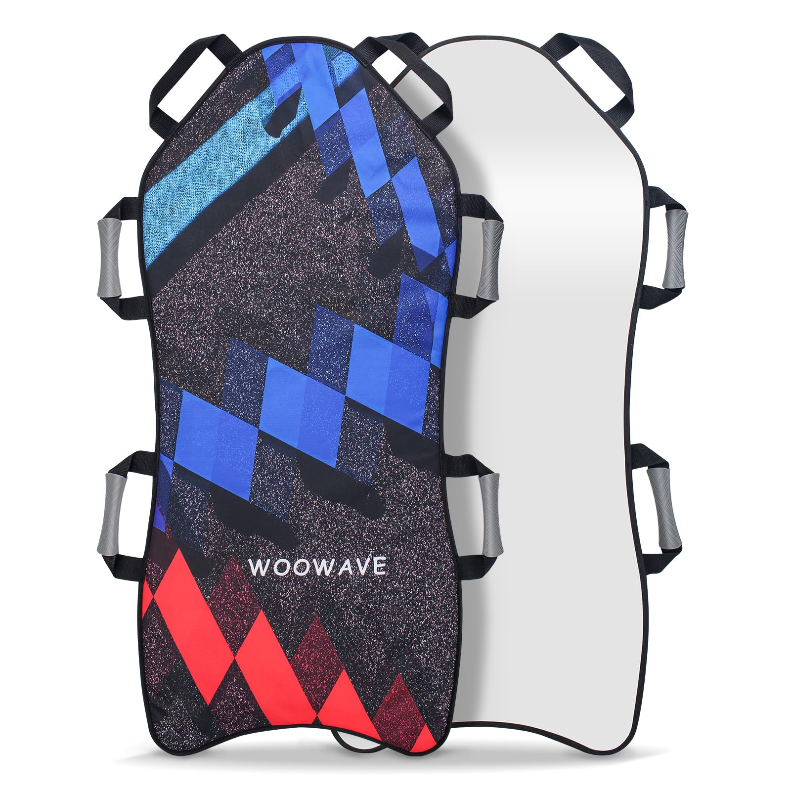 WOOWAVE 45"×18" Foldable Snow Sled?Fits 2 Children or 1 Adult?Ultra Portable, Strong and Durable, Sturdy Fabric Stitching, Handles with Steering?Kid's Winter Fun?Black ?