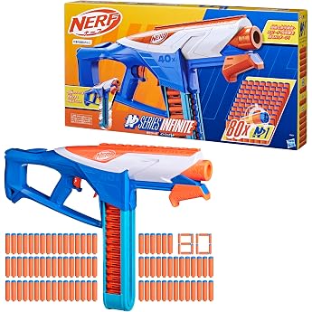 Hasbro Nerf N Series Infinite Blaster, Includes 80 N1 Darts Specific to the N Series, Battle Belt for Loading 40 Darts, Sport