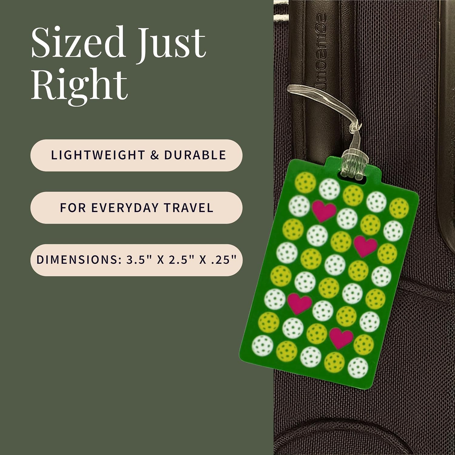 Posh Pickler Pickleball Travel Luggage Tag with ID Card, Pickle Love image 3