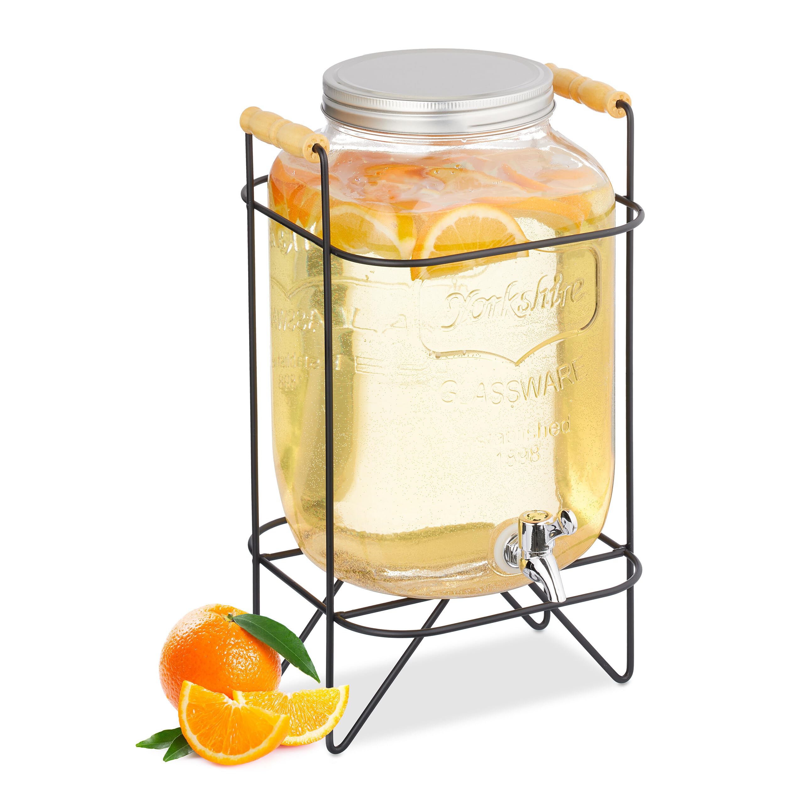 Dispenser Bevande In Vetro Relaxdays 8L Con Rubinetto - Erogatore Per Feste, Design Vintage Con Supporto - Foto 5