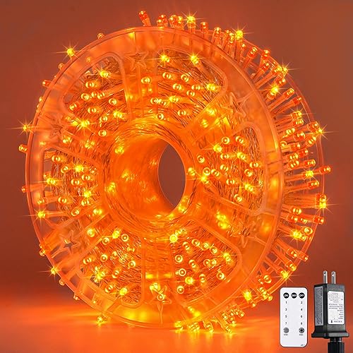 Miniatura 34 de JMEXSUSS 200 luces LED rojas y verdes de Halloween para exteriores, tira de luces de Navidad de 66 pies, cable transparente para interiores, enchufe