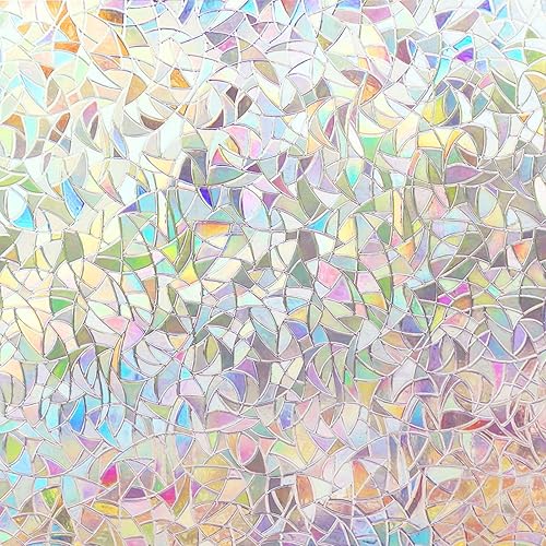 Volcanics Rainbow Window Film - Static Clings, 3D Decals & Stickers for Glass Doors, Heat Control & Anti UV, 35.4 x 157.4 Inches