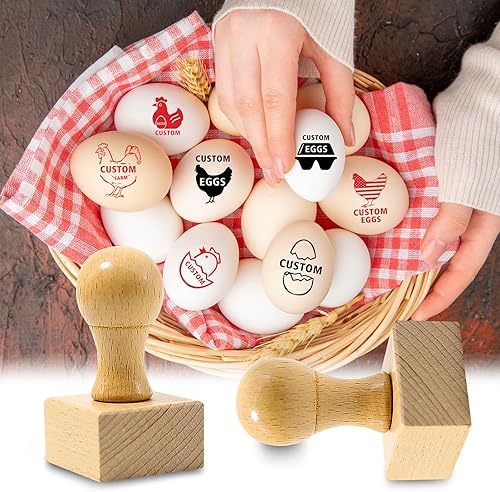Miniatura 8 de Sellos de huevos personalizados para huevos frescos, sello personalizado de huevo de pato de pollo con diseños únicos, nombre personalizado, fecha