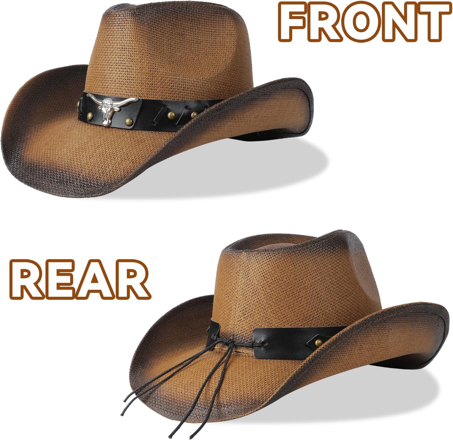 Cowboy Hat,Cowgirl Hat,Western Cowboy Hats for Women/Mens/Straw Wide with Shapeable Brim Cowboy Hat for Womens - Image 4