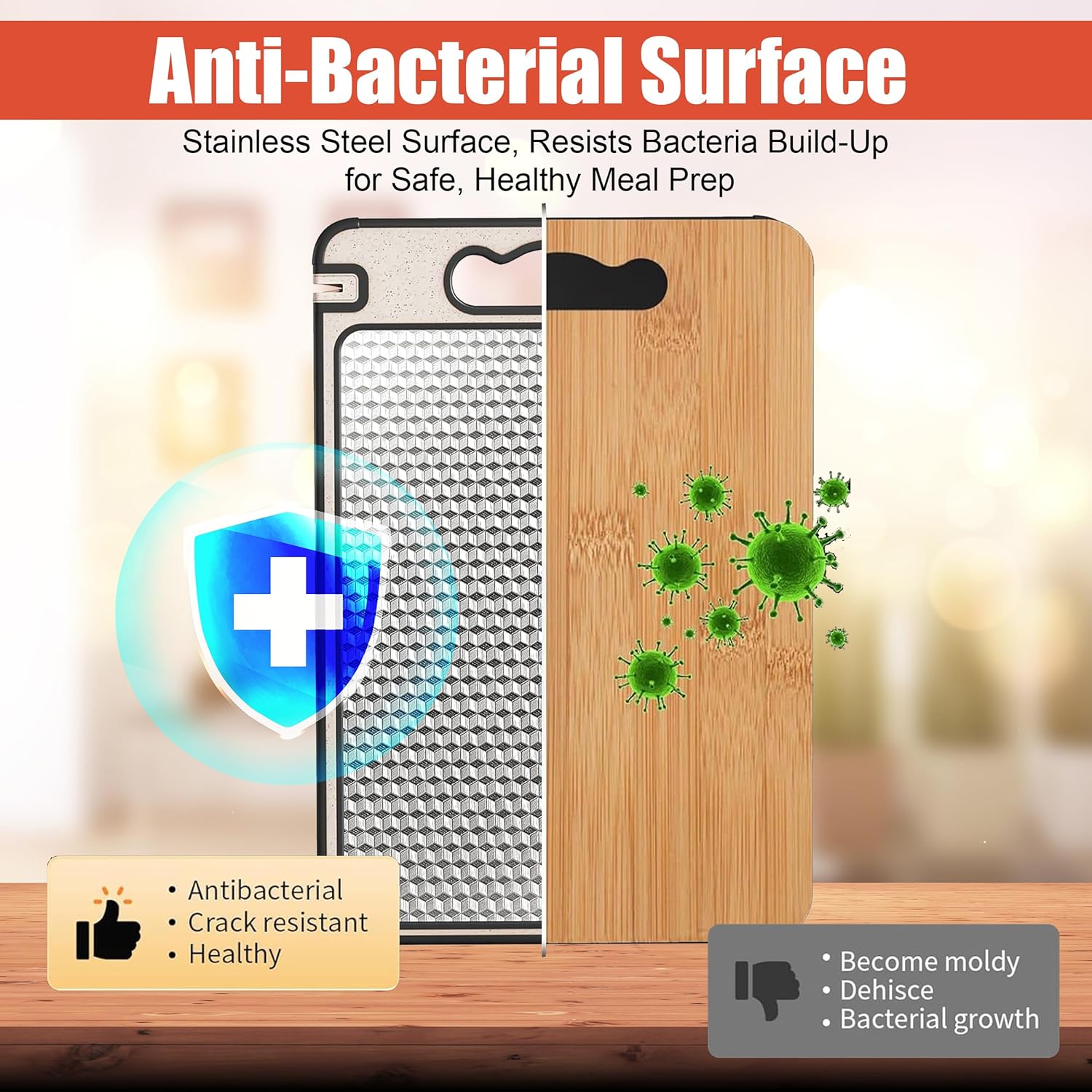 Pure 316 Stainless Steel Cutting Board Full Kit | Non-Toxic Scratch Resistant Chopping Boards for Kitchen | Dual Sided Metal & Wheat Straw with Knife Guards & Sharpener, Finger Guard, Juice Groove - Image 7