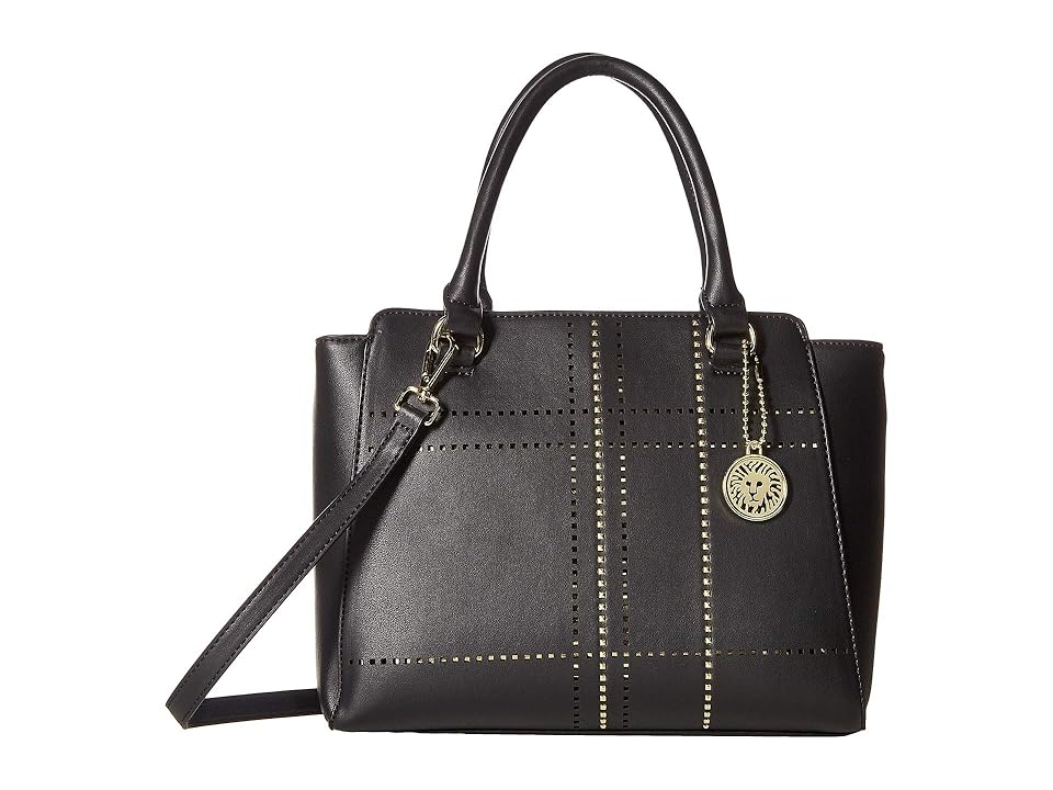 

Anne Klein Plaid Perf Wing Satchel (Black) Handbags