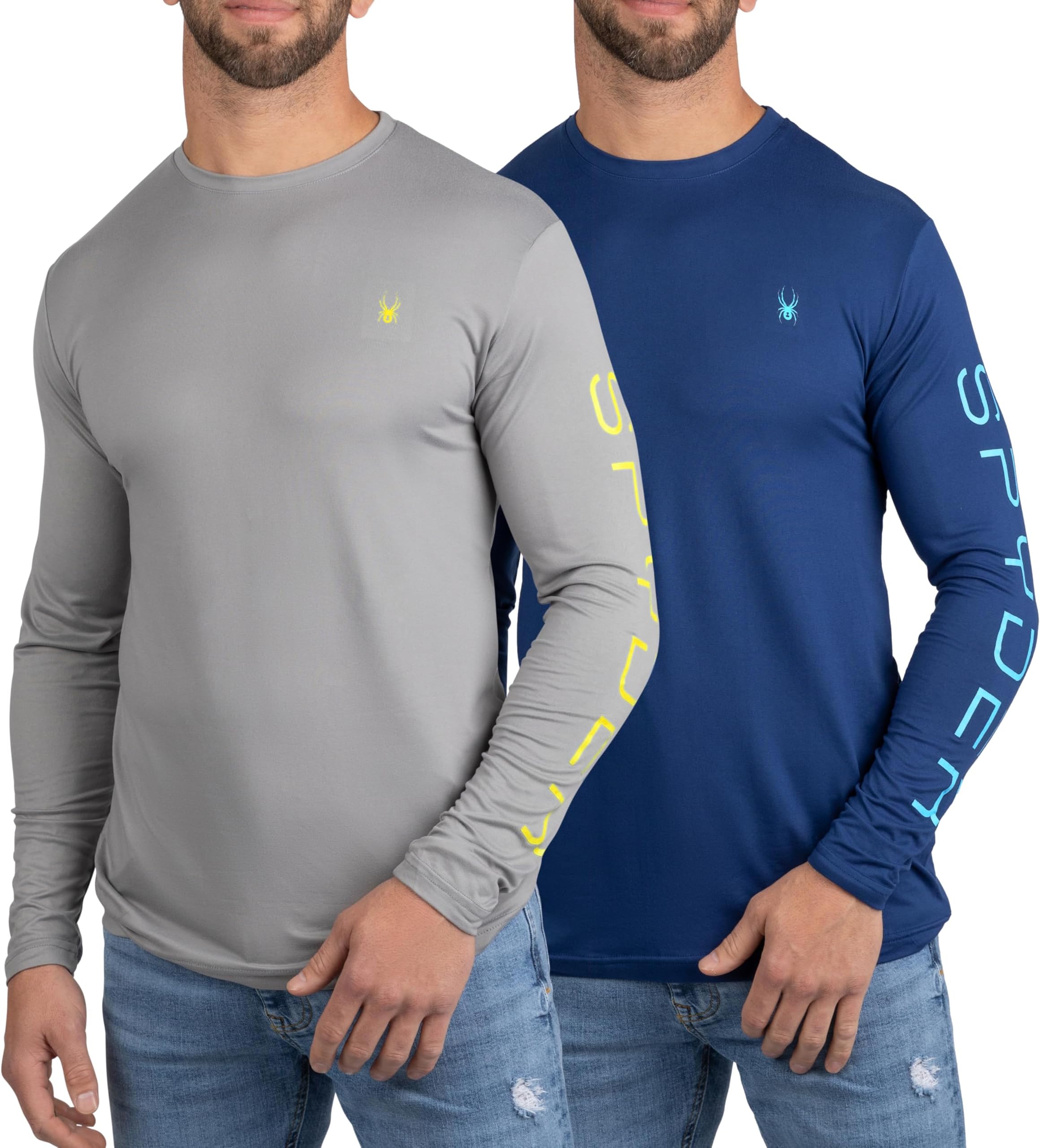 Spyder Mens Crew Neck Long Sleeve Undershirts/Ultra Soft Stretch Sports T-Shirt Dry Fit Athletic Running Workout Shirts